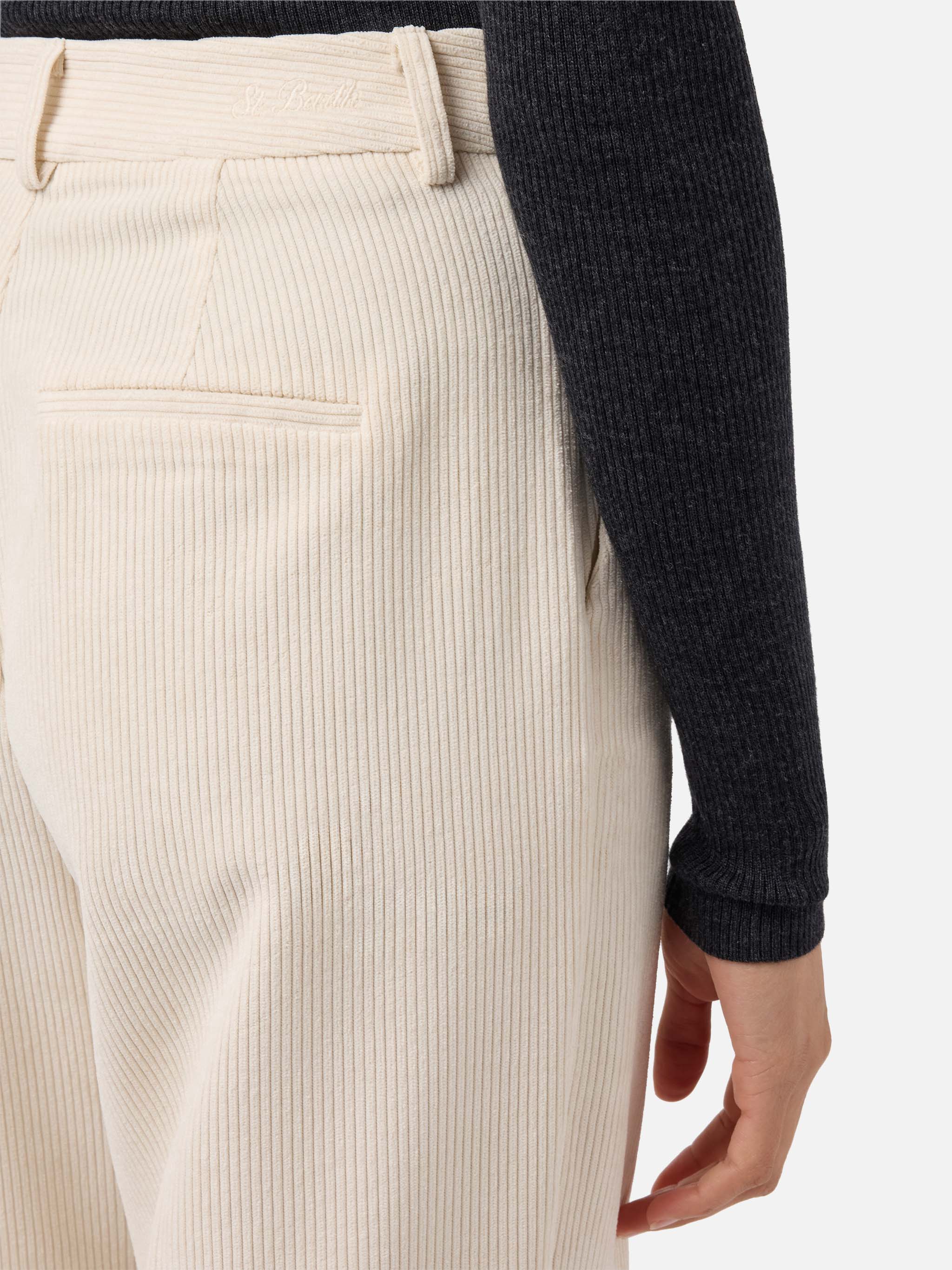 Rebella wide-leg trousers in corduroy cream white - Image 3