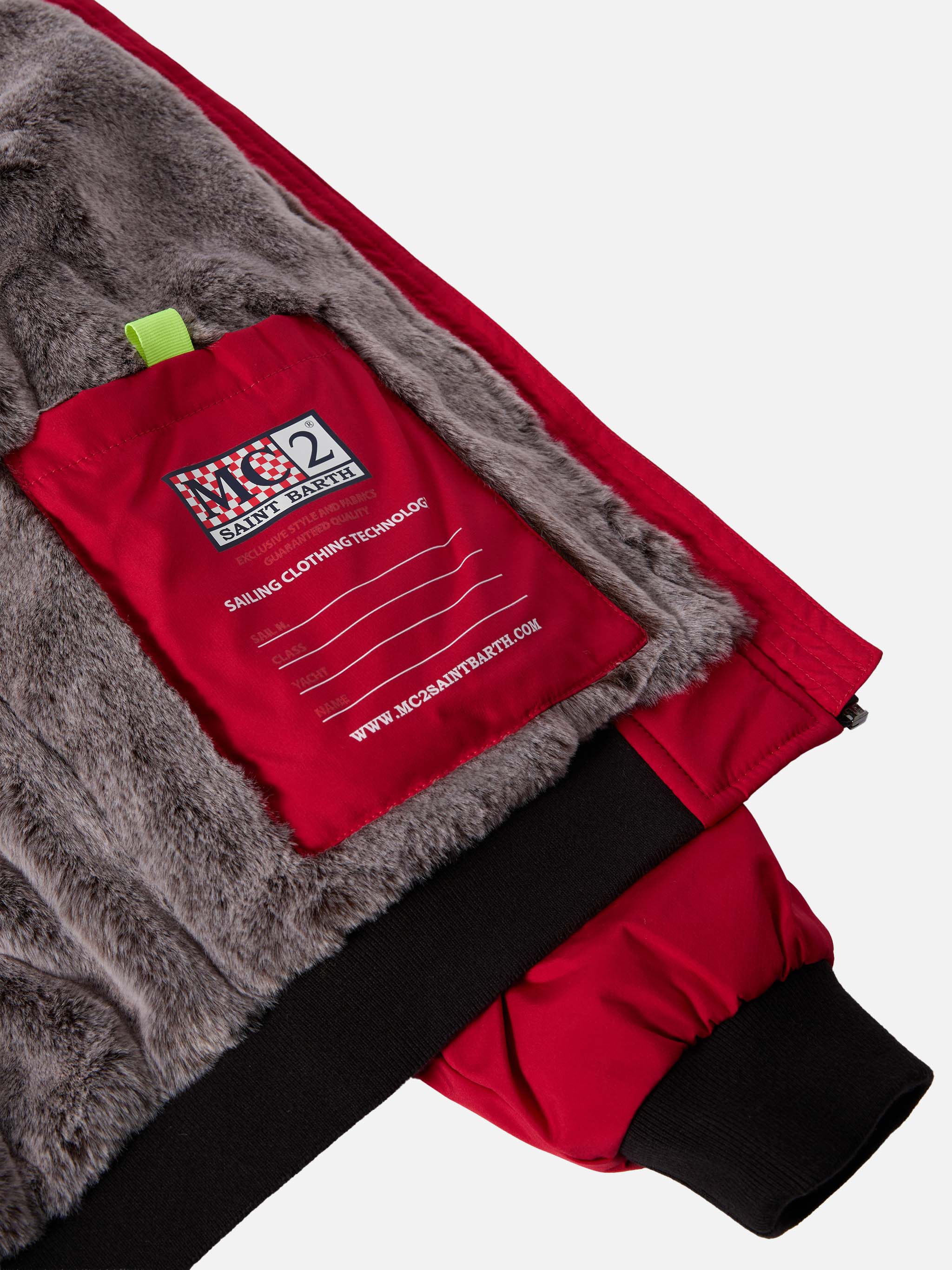 Red bomber jacket Country Jr with furry lining - Image 4