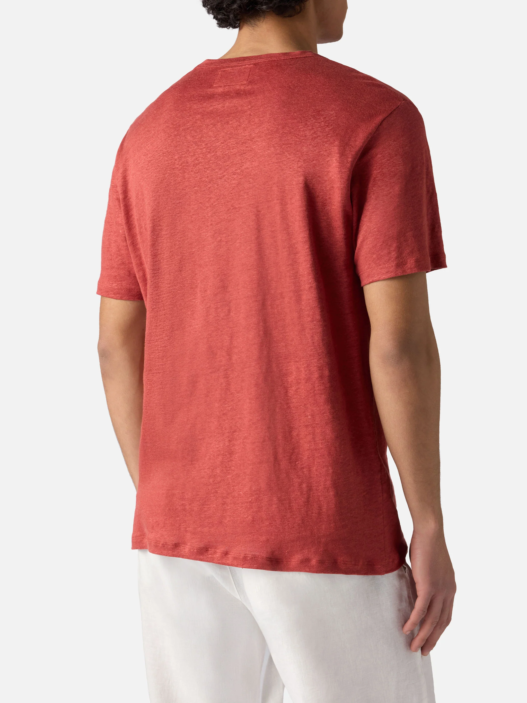 Red Ecstasea pure linen t-shirt with logo embroidery - Image 4