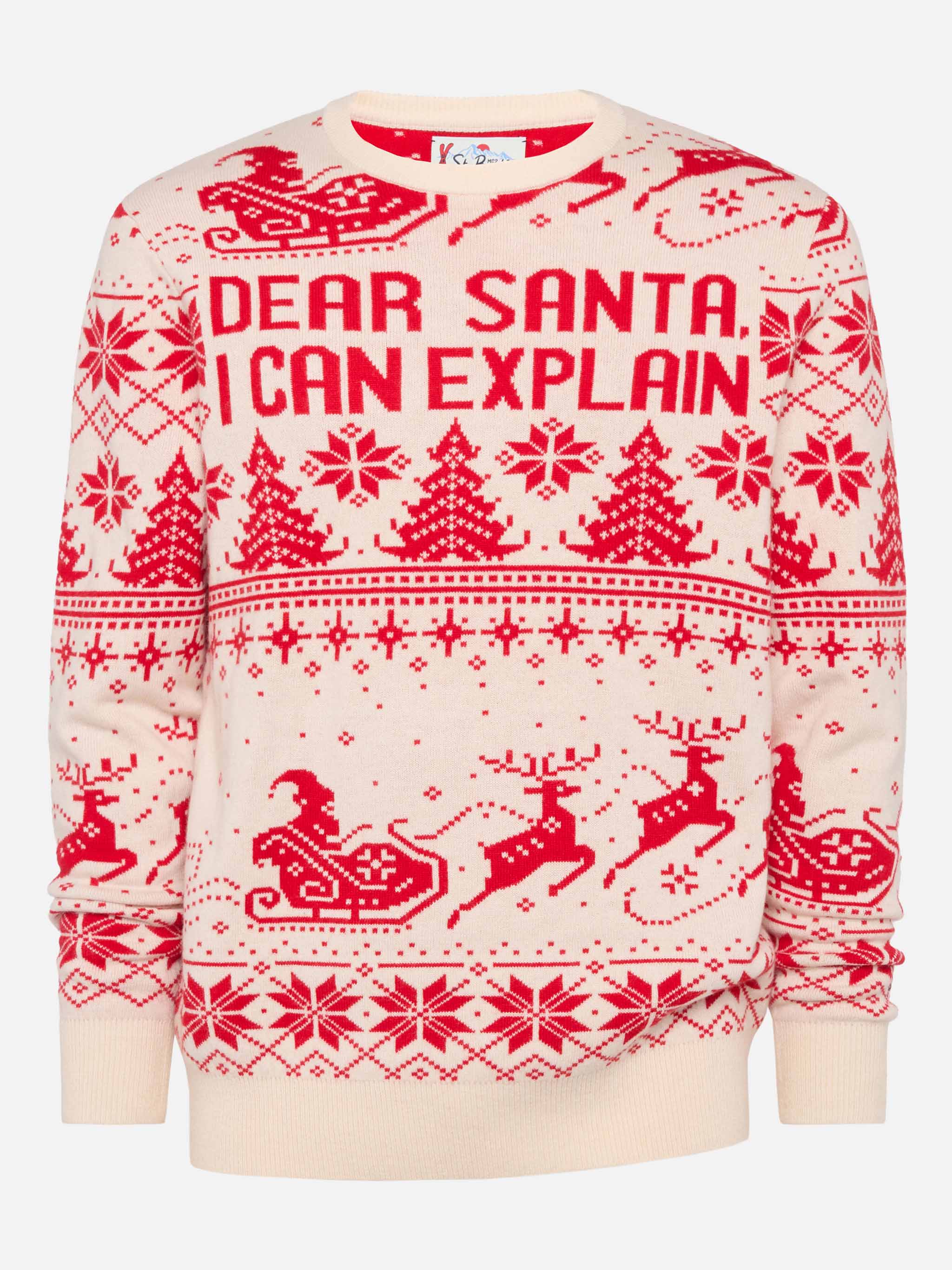 Red sweater Heron with fair isle and Dear Santa jacquard - Image 4