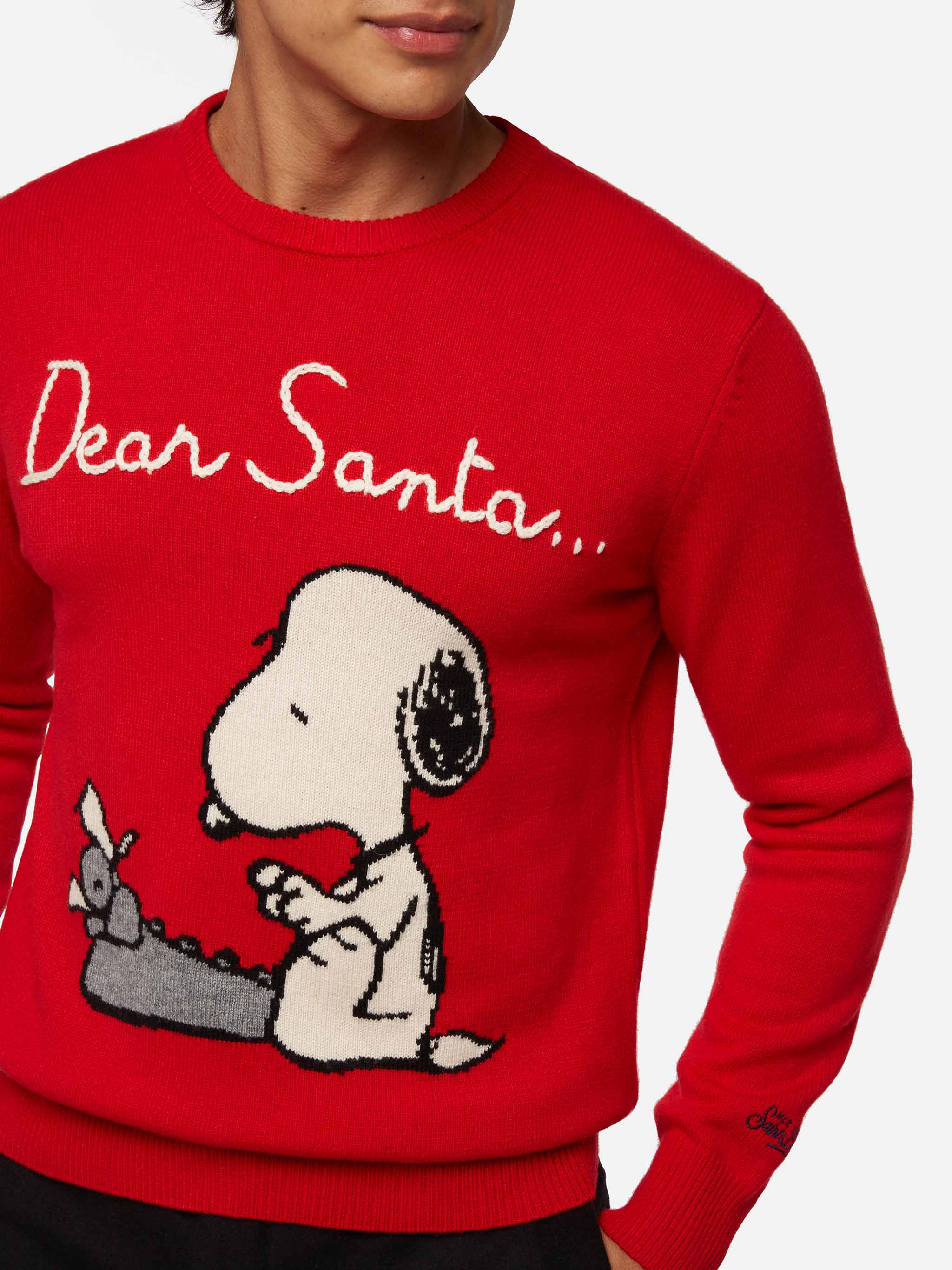 Red sweater Heron with Snoopy jacquard and embroidery | SNOOPY PEANUTS® SPECIAL EDITION - Image 2