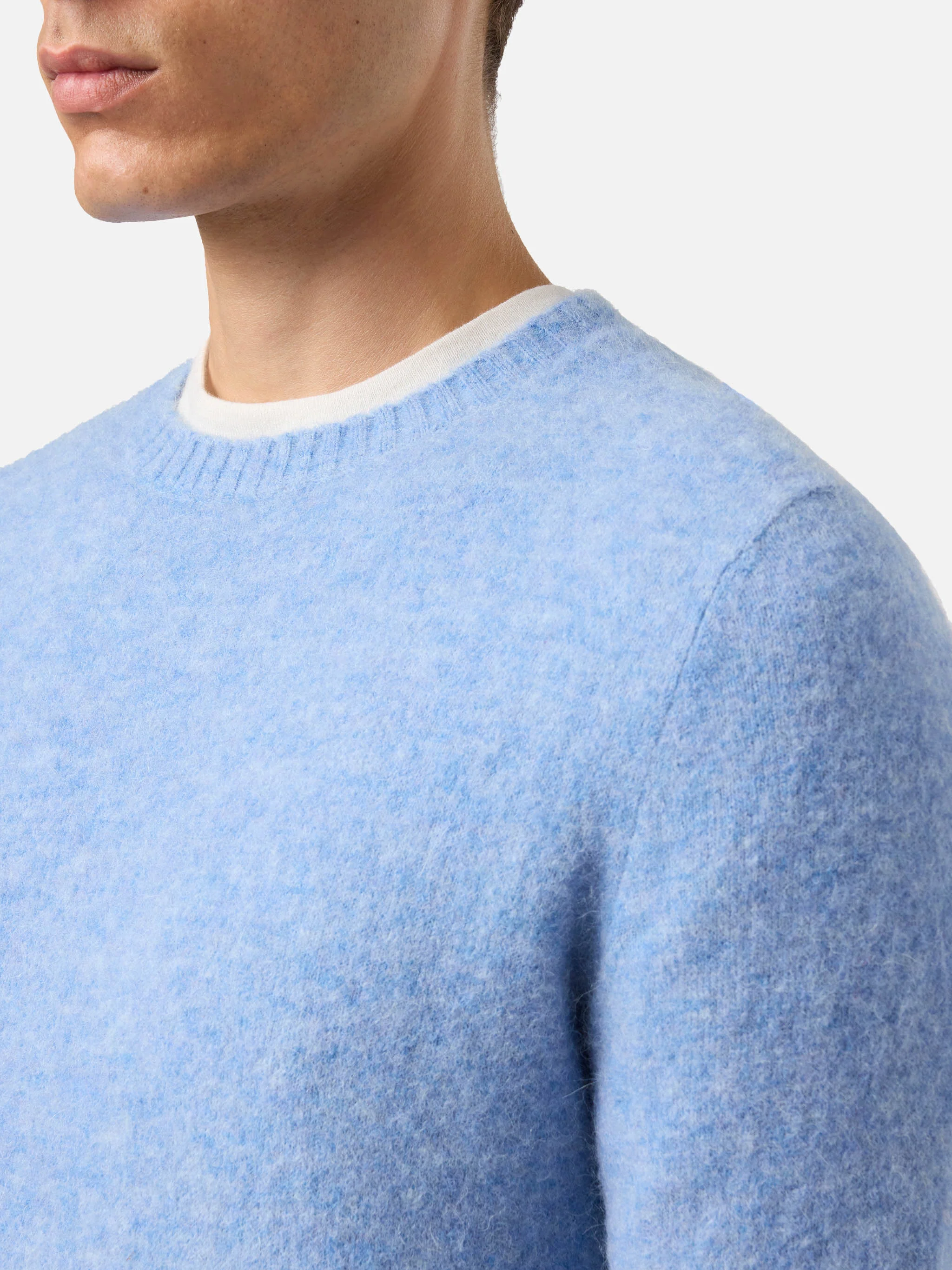 Crewneck sweater Regent in light blue STRETCH ALPACA - Image 2