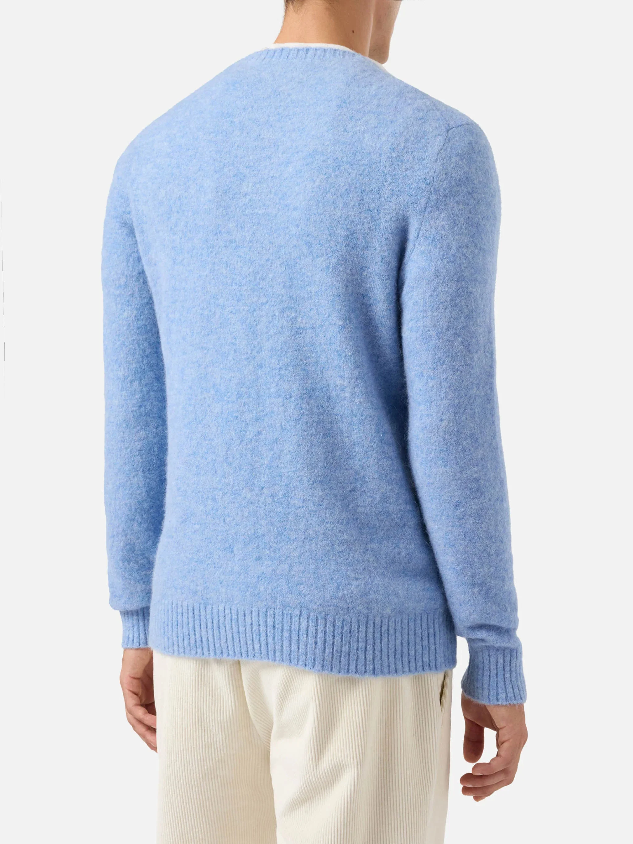 Crewneck sweater Regent in light blue STRETCH ALPACA - Image 3