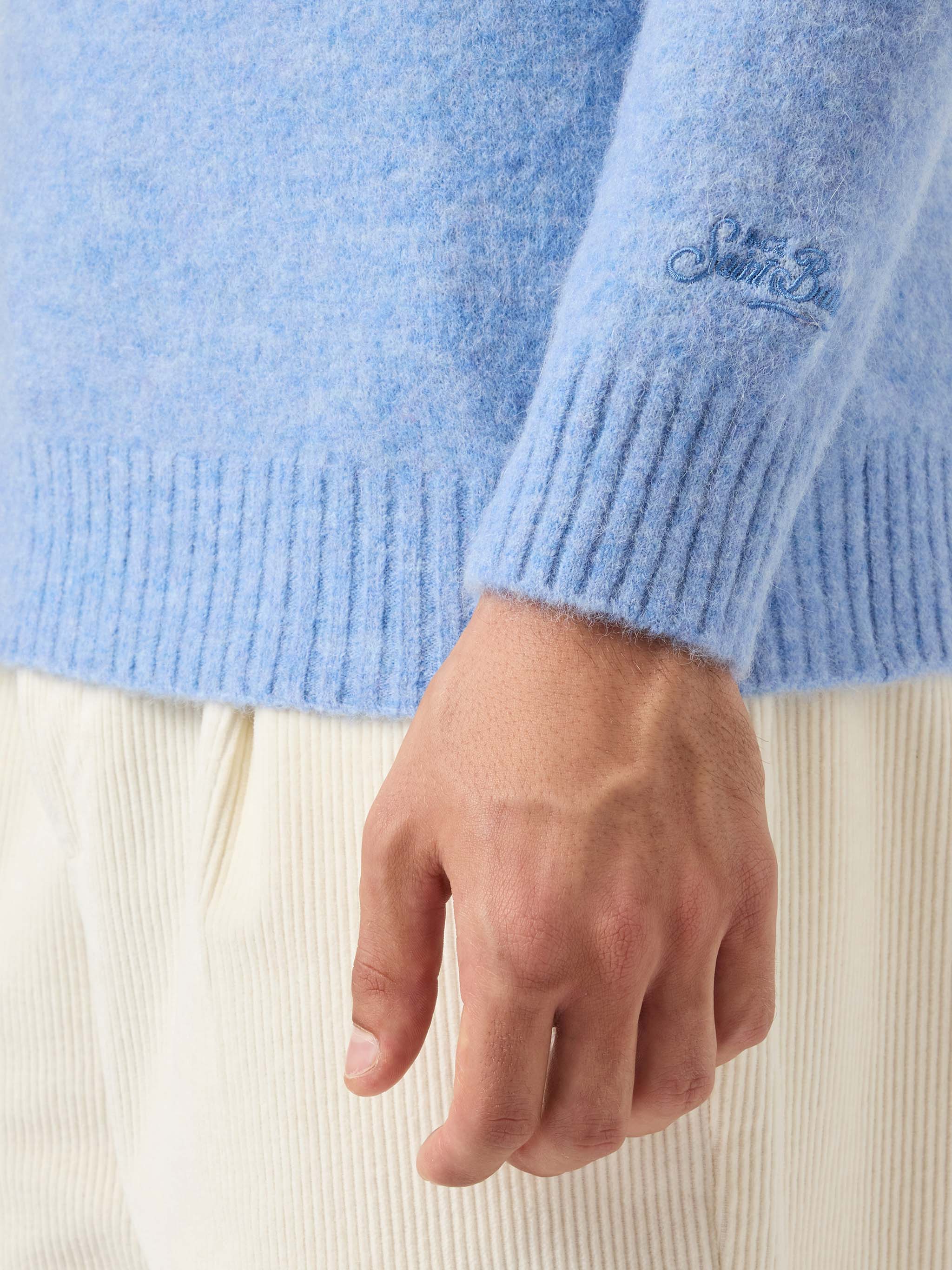 Crewneck sweater Regent in light blue STRETCH ALPACA - Image 4