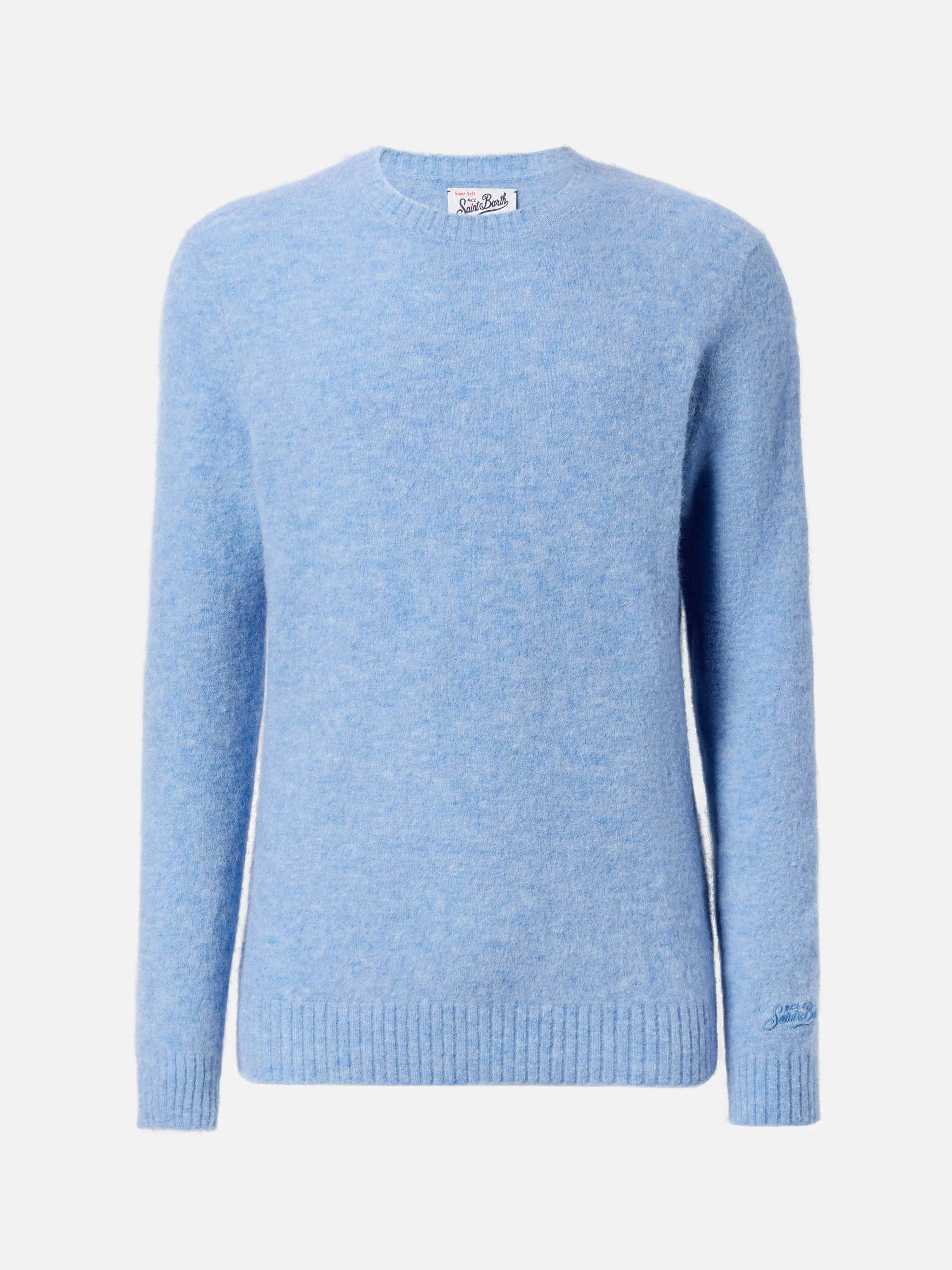 Crewneck sweater Regent in light blue STRETCH ALPACA - Image 5
