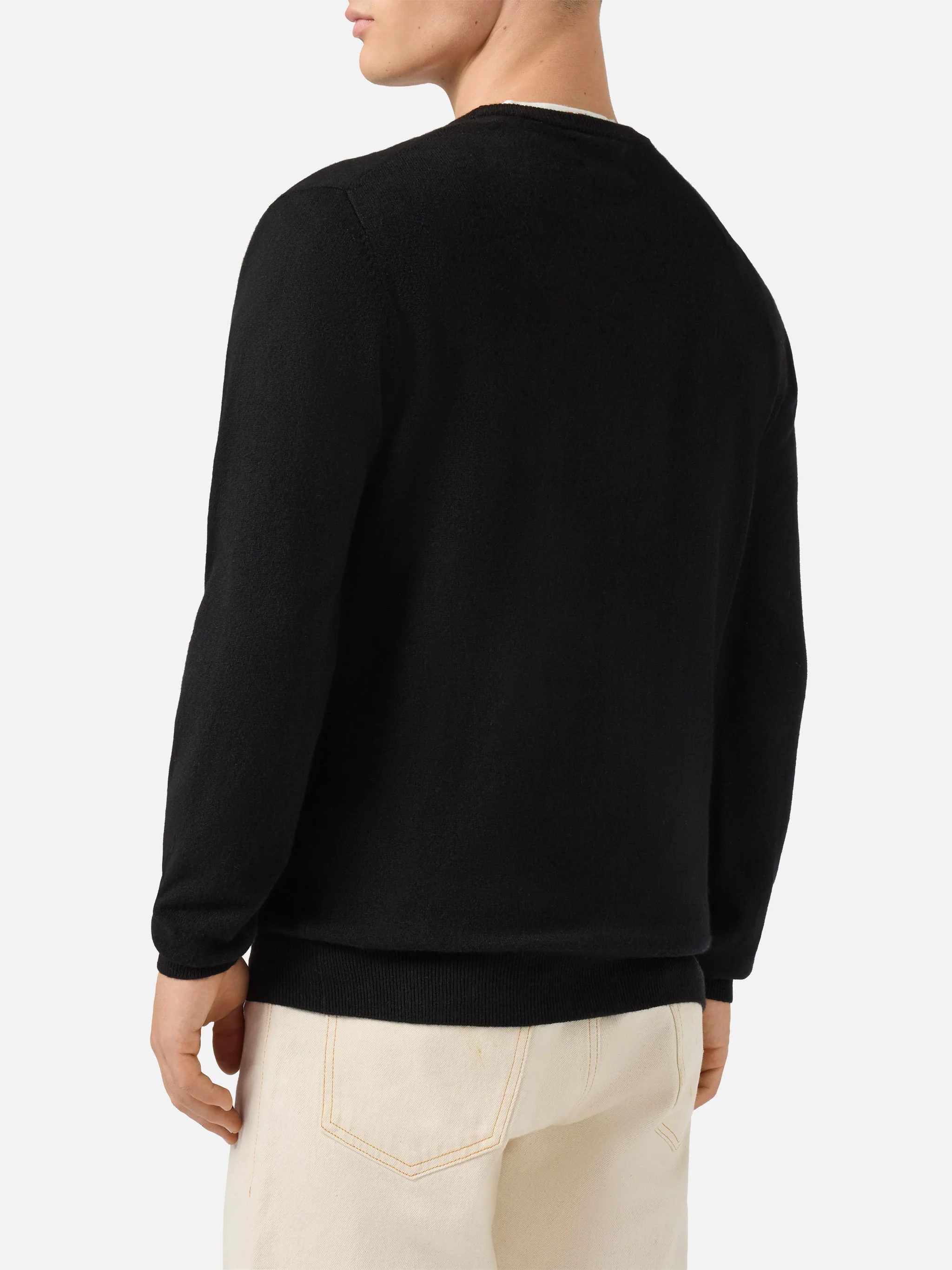 Regent crewneck sweater in 100% black CASHMERE - Image 3