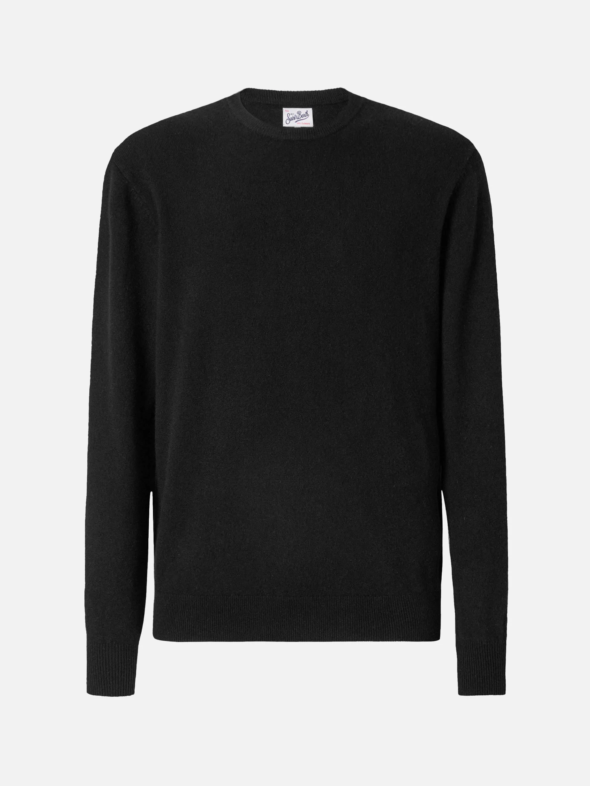 Regent crewneck sweater in 100% black CASHMERE - Image 5