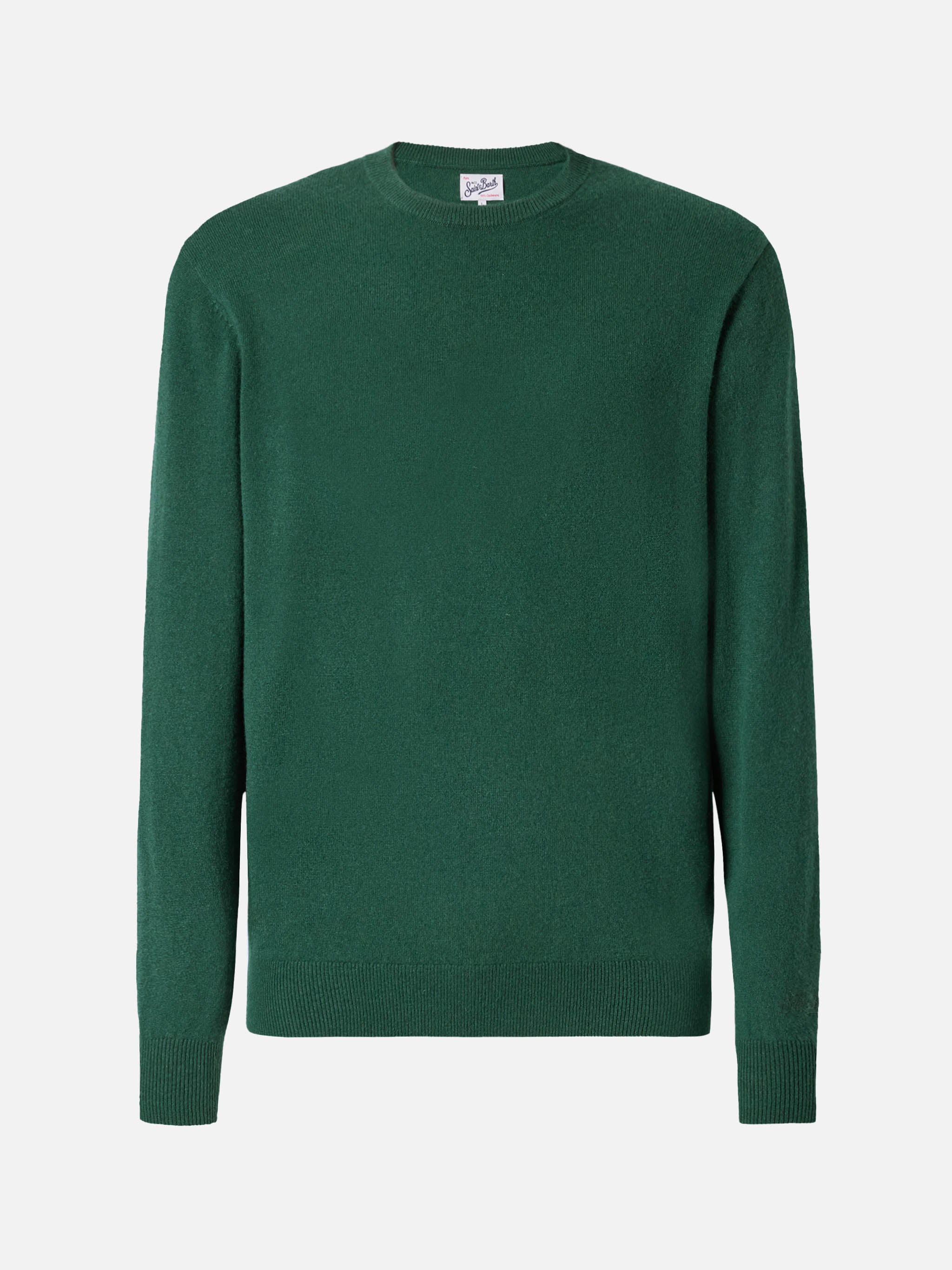 Regent crewneck sweater in 100% dark green CASHMERE - Image 5