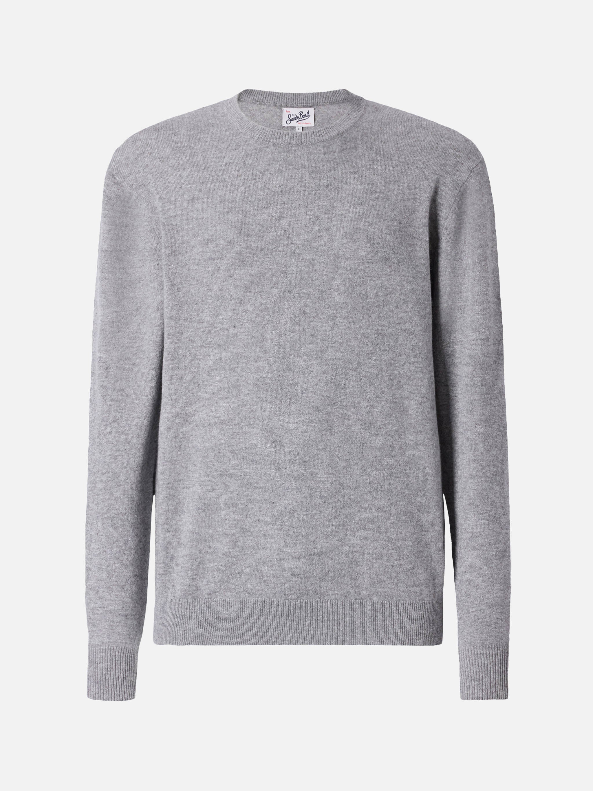 Regent crewneck sweater in 100% melange grey CASHMERE - Image 5