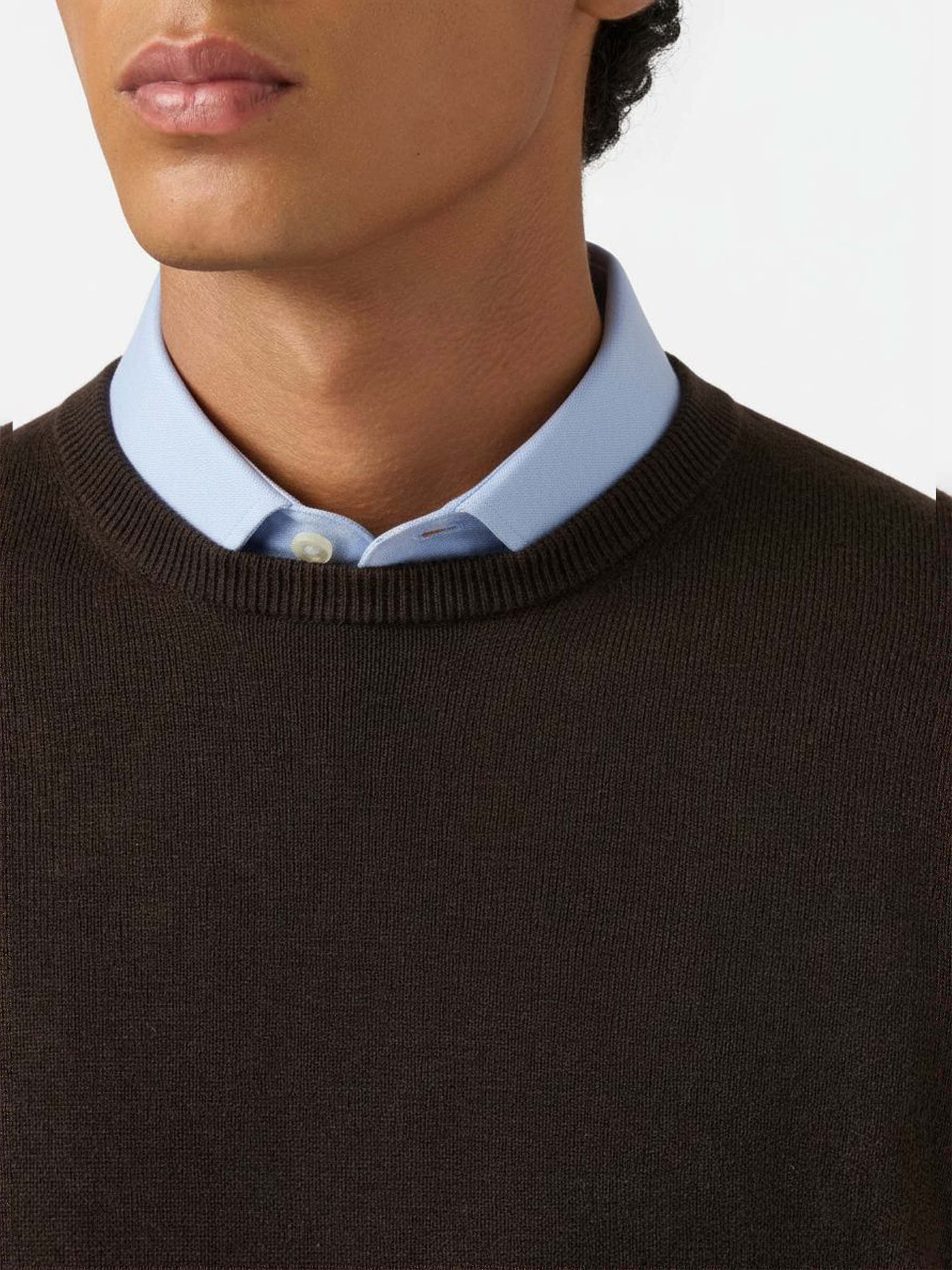 Regent sweater in brown MERINO WOOL and CASHMERE - Image 2
