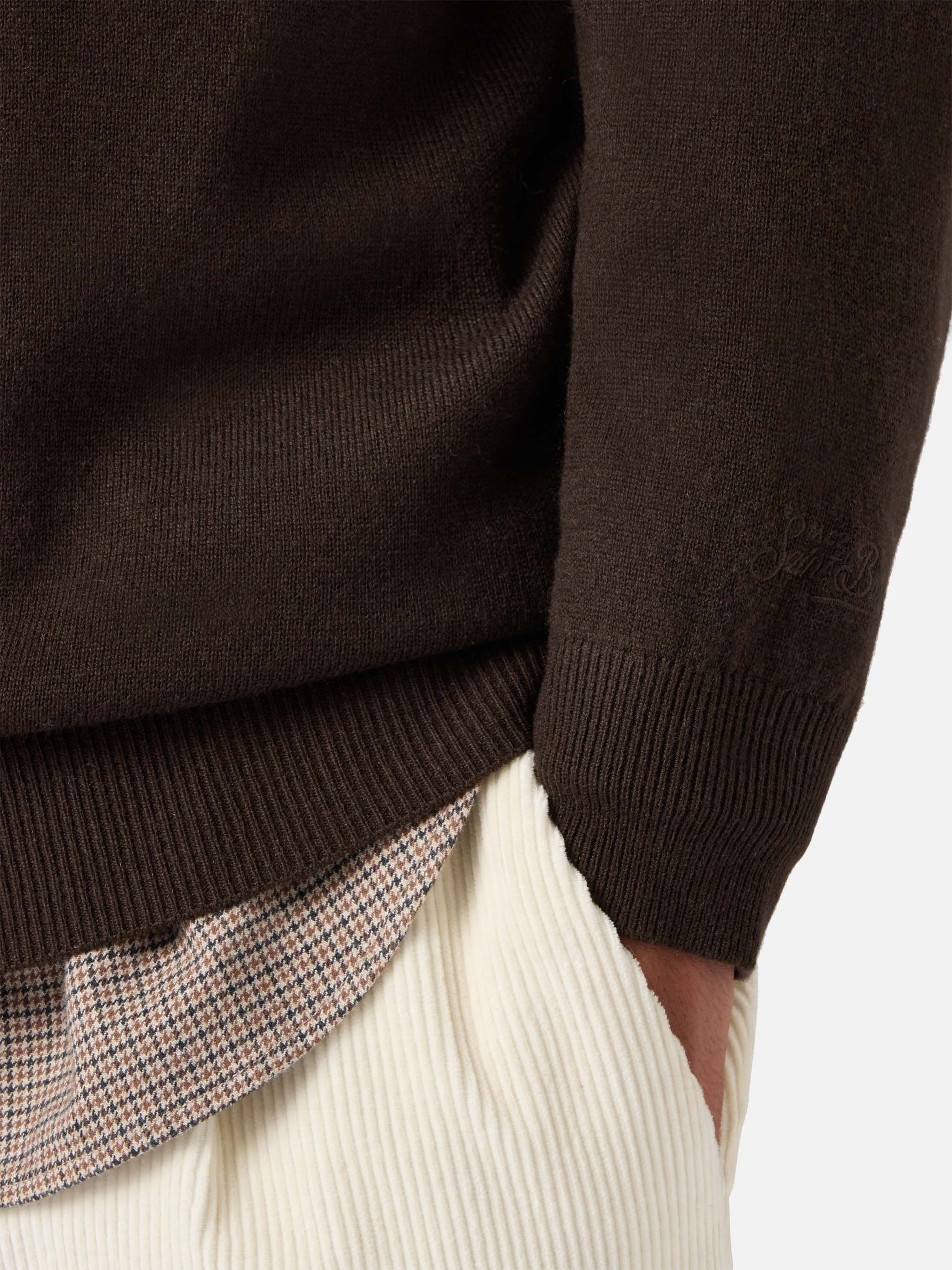 Regent sweater in brown MERINO WOOL and CASHMERE - Image 3