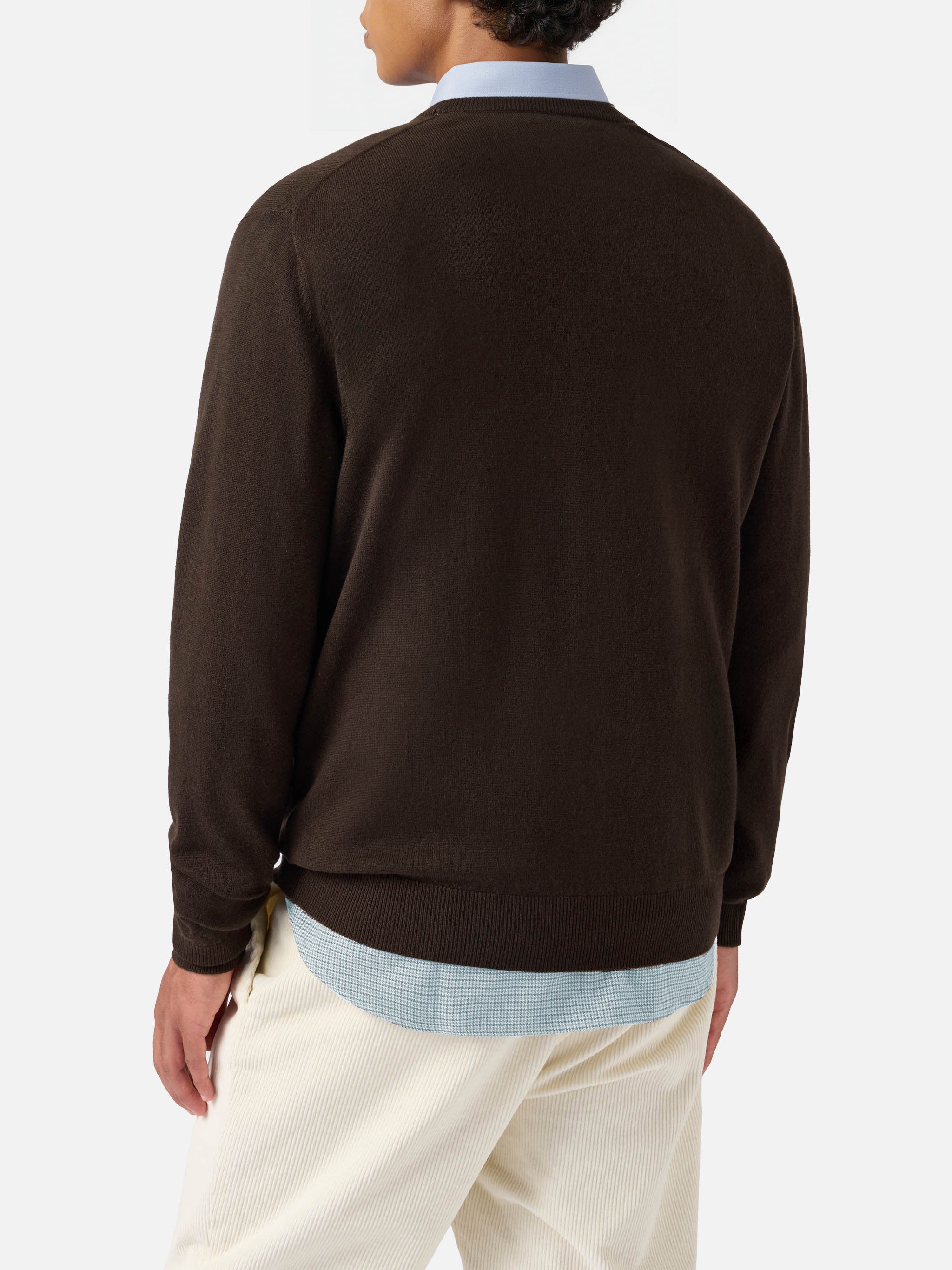 Regent sweater in brown MERINO WOOL and CASHMERE - Image 4