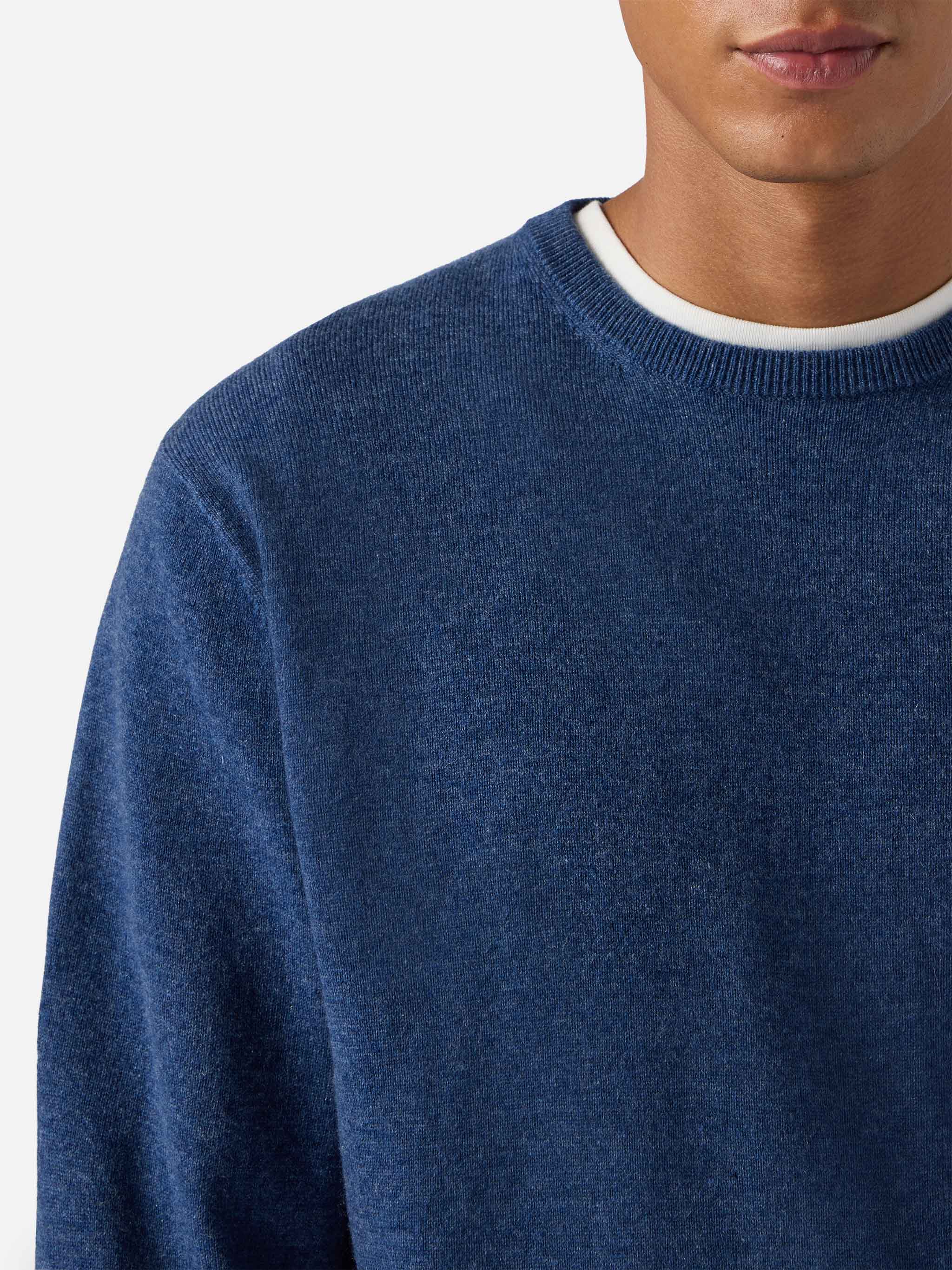 Regent sweater in denim blue MERINO WOOL and CASHMERE - Image 2