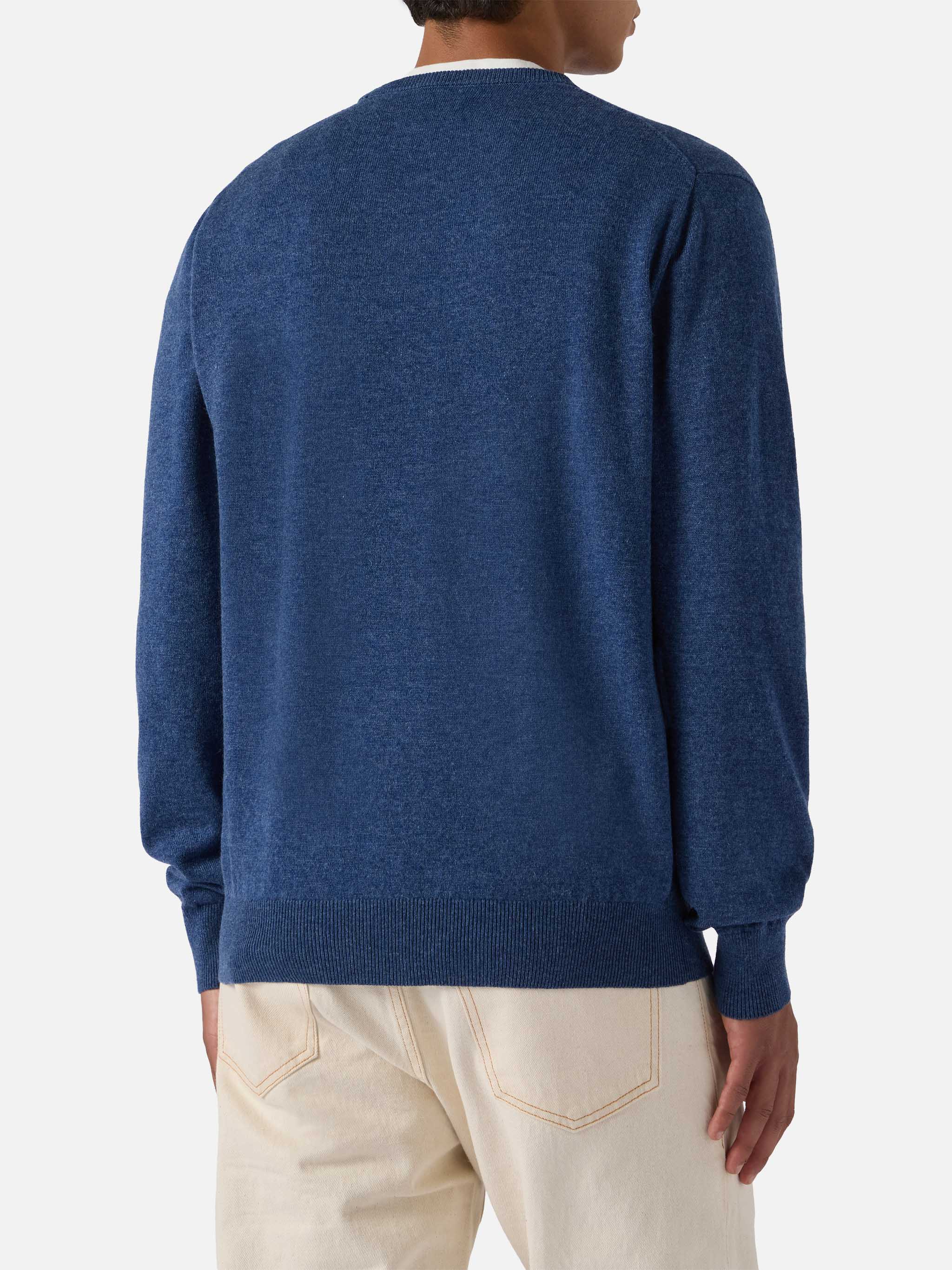 Regent sweater in denim blue MERINO WOOL and CASHMERE - Image 3