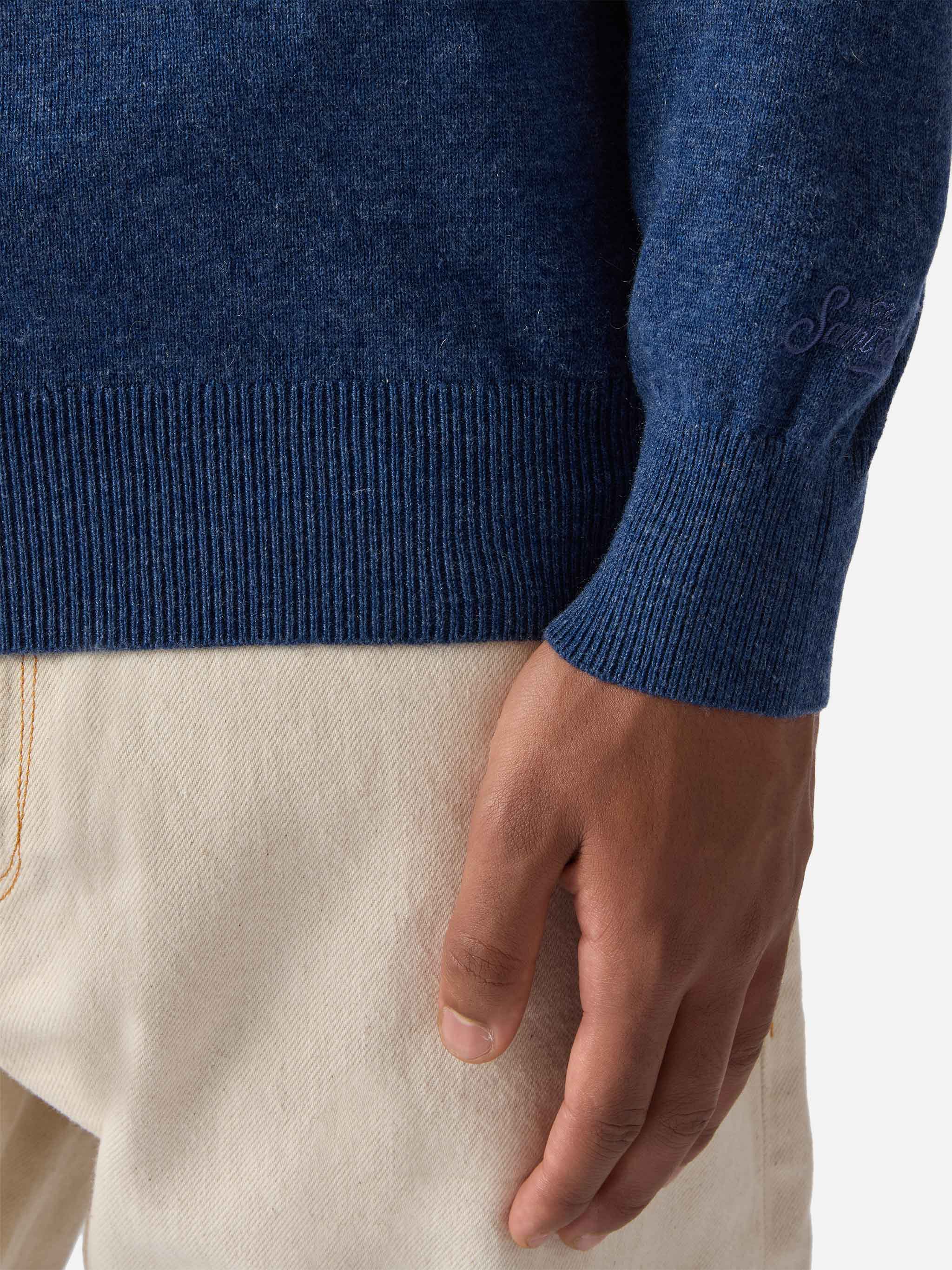 Regent sweater in denim blue MERINO WOOL and CASHMERE - Image 4