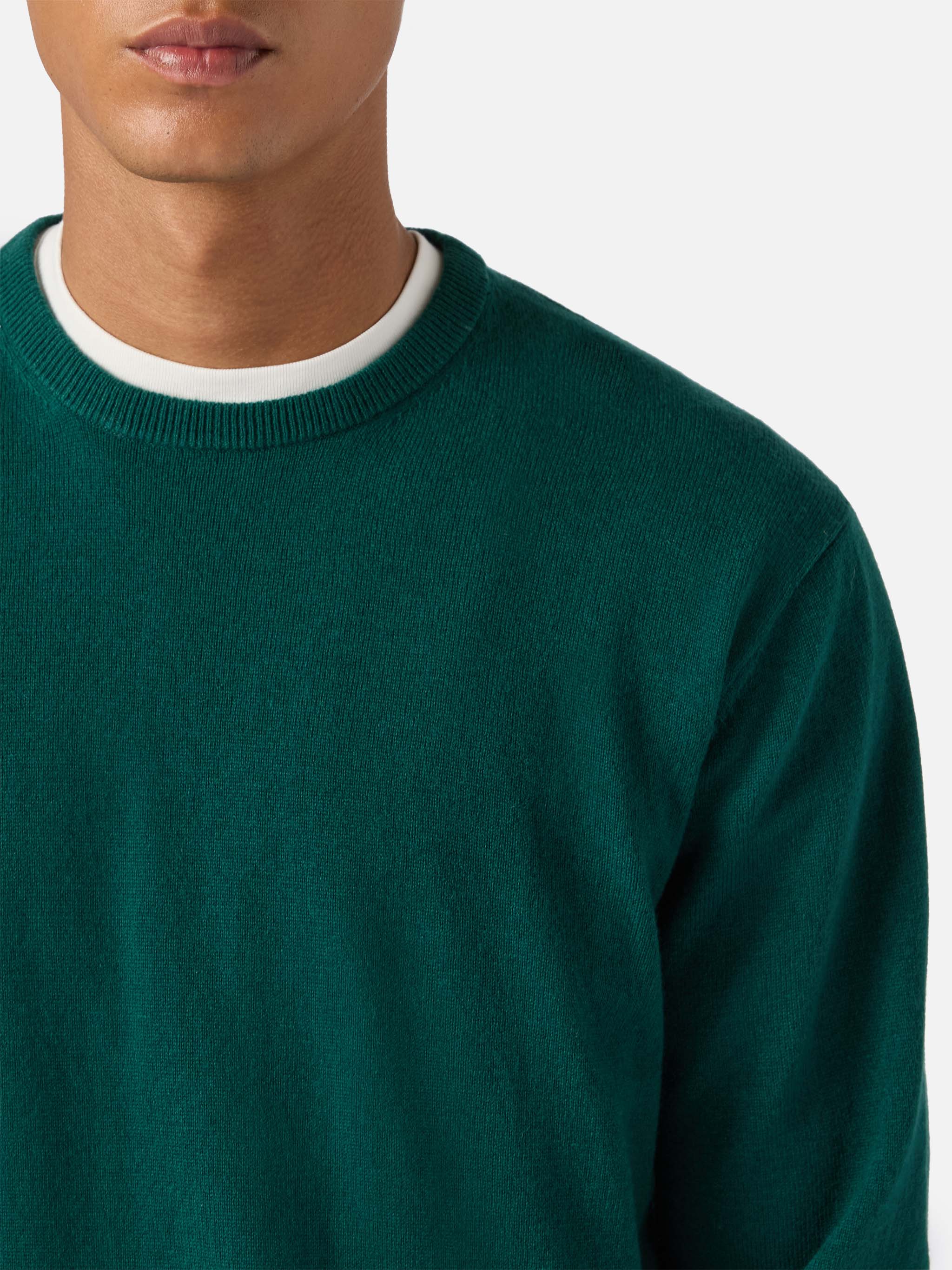 Regent sweater in British green MERINO WOOL and CASHMERE - Image 2
