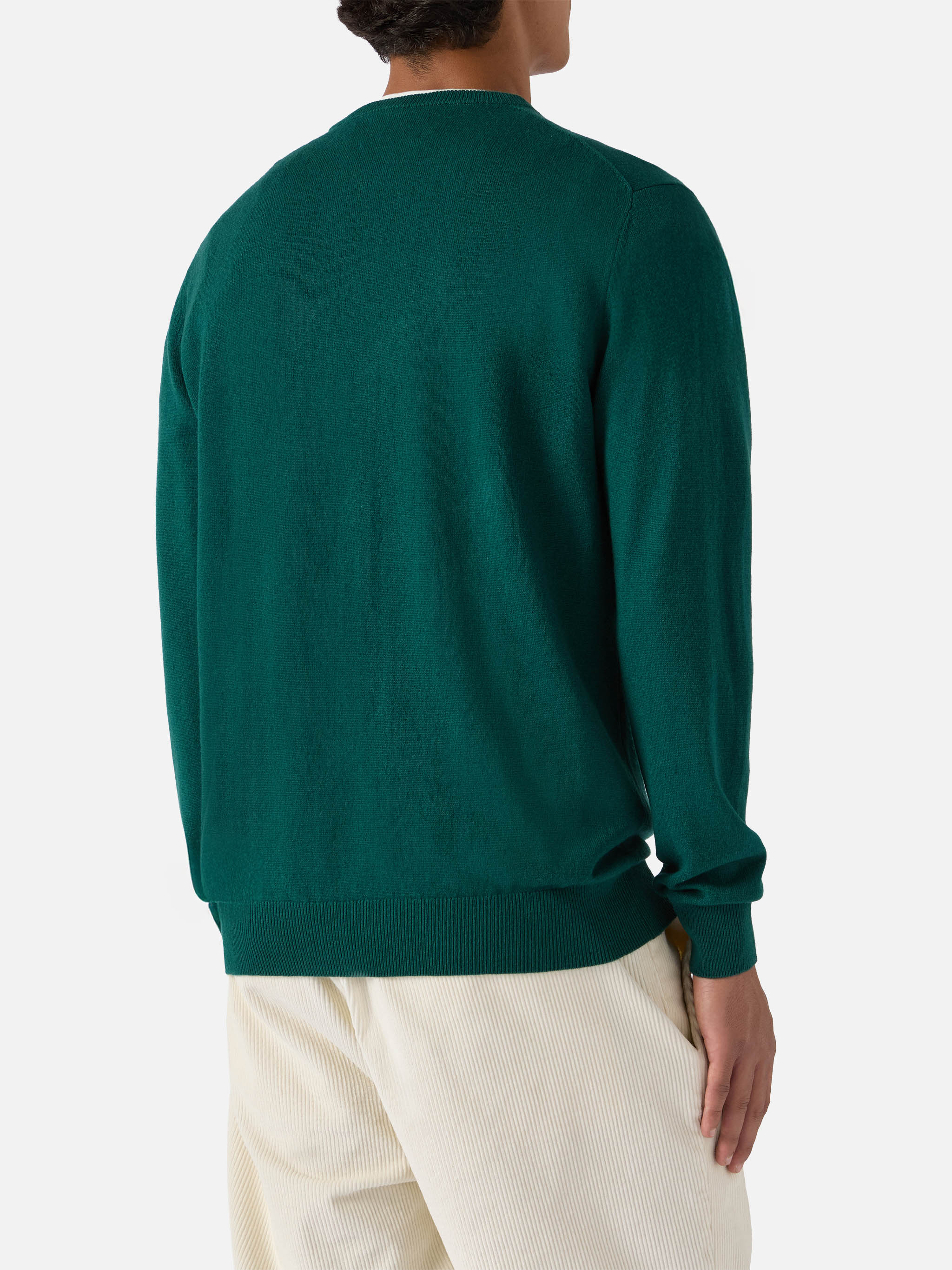 Regent sweater in British green MERINO WOOL and CASHMERE - Image 3