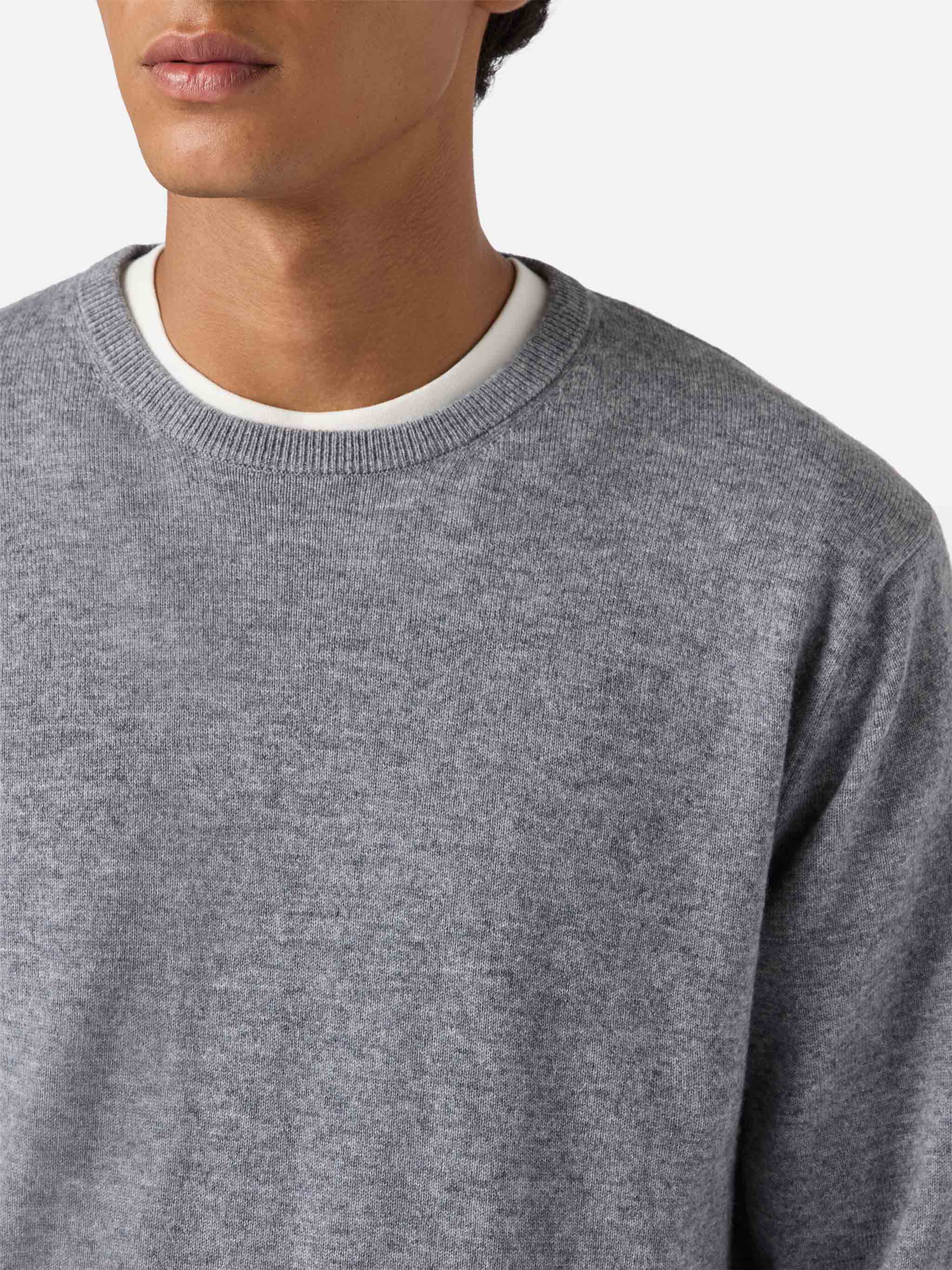 Regent sweater in melange grey MERINO WOOL and CASHMERE - Image 2