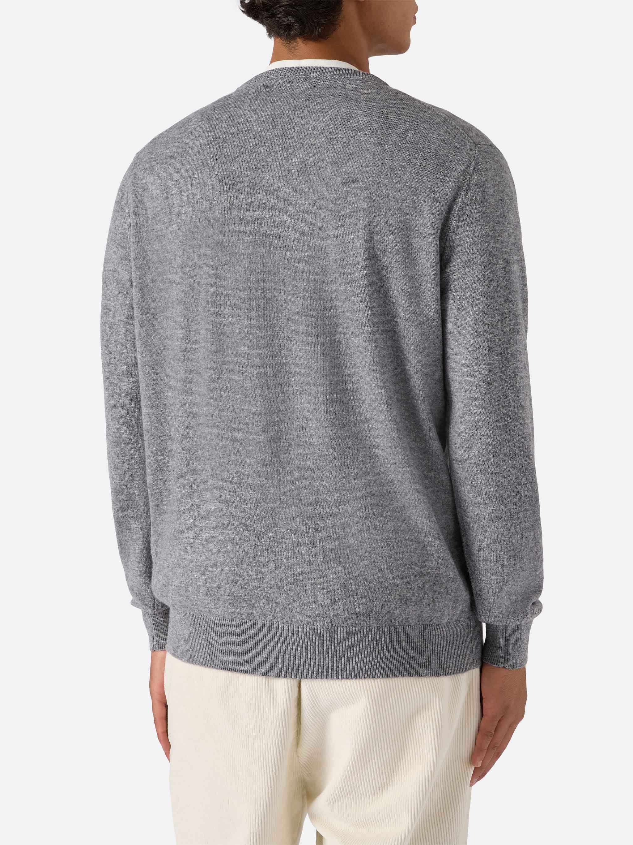 Regent sweater in melange grey MERINO WOOL and CASHMERE - Image 3