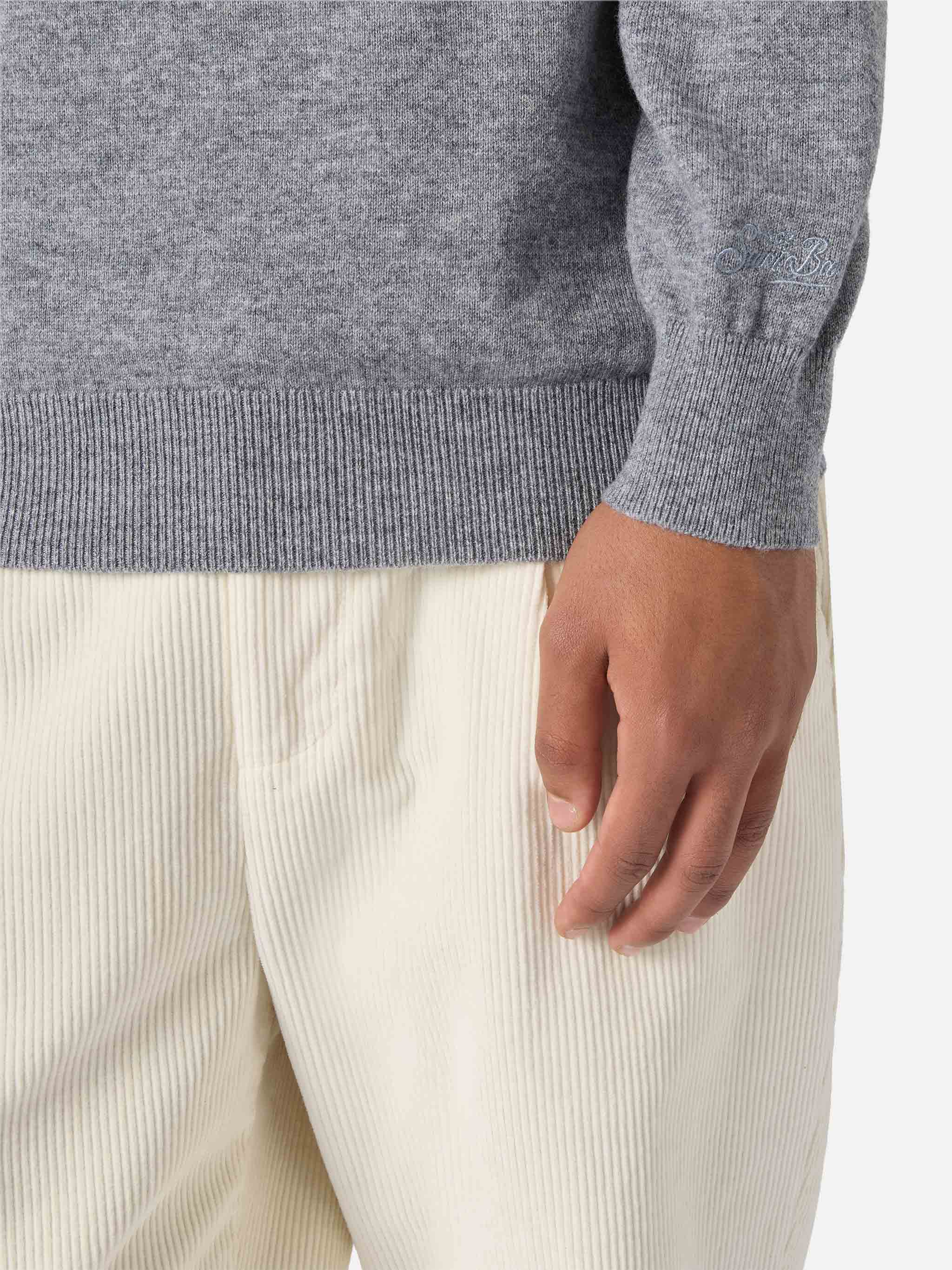 Regent sweater in melange grey MERINO WOOL and CASHMERE - Image 4