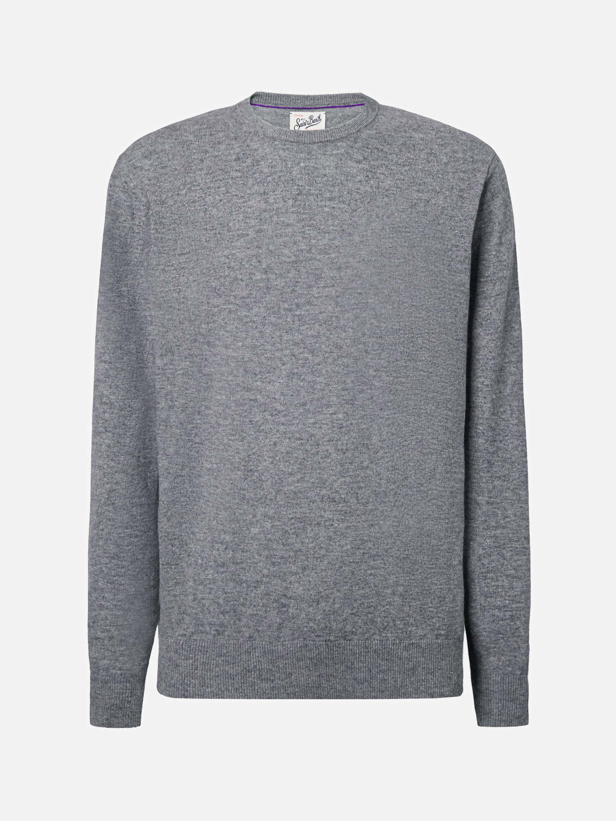 Regent sweater in melange grey MERINO WOOL and CASHMERE - Image 5