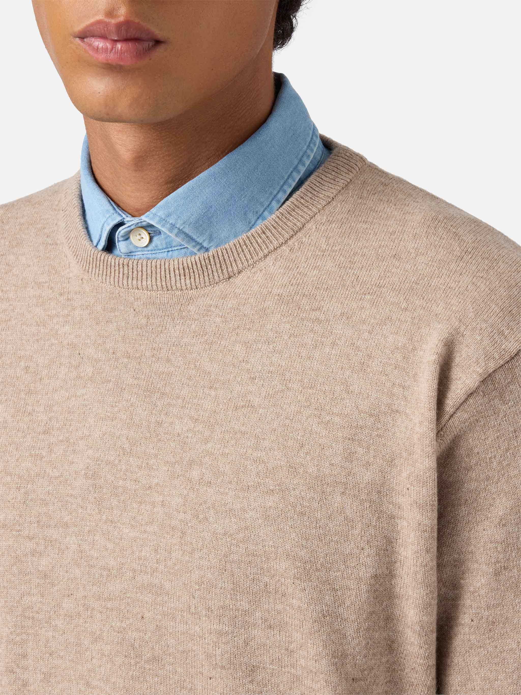 Regent sweater in khaki MERINO WOOL and CASHMERE - Image 2