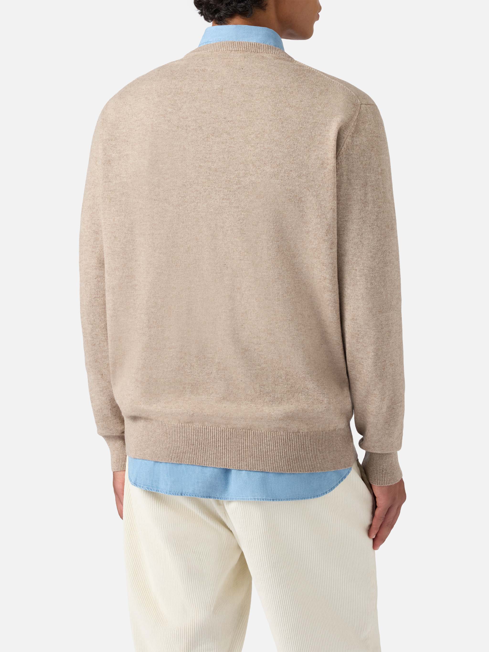 Regent sweater in khaki MERINO WOOL and CASHMERE - Image 3