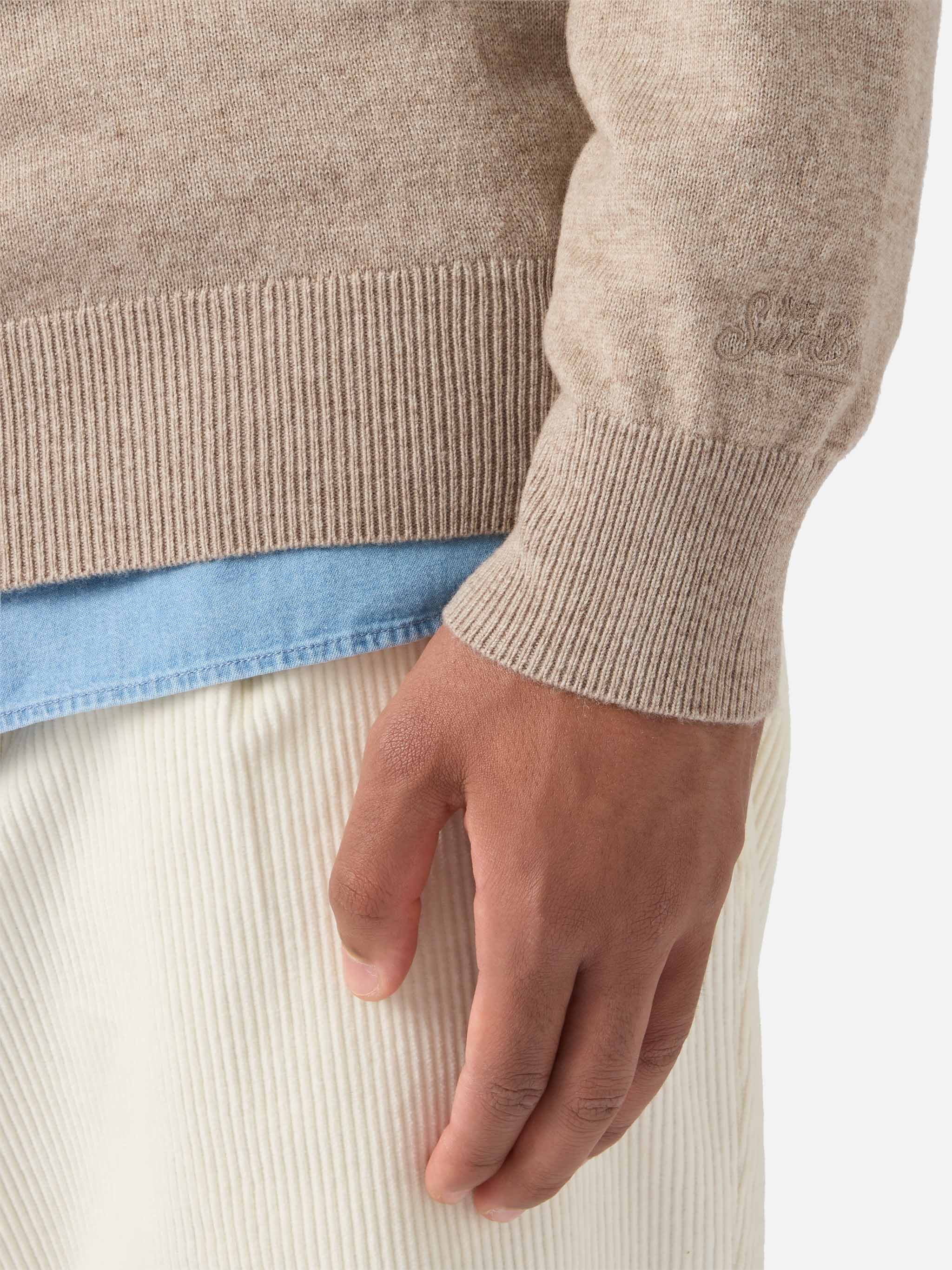 Regent sweater in khaki MERINO WOOL and CASHMERE - Image 4