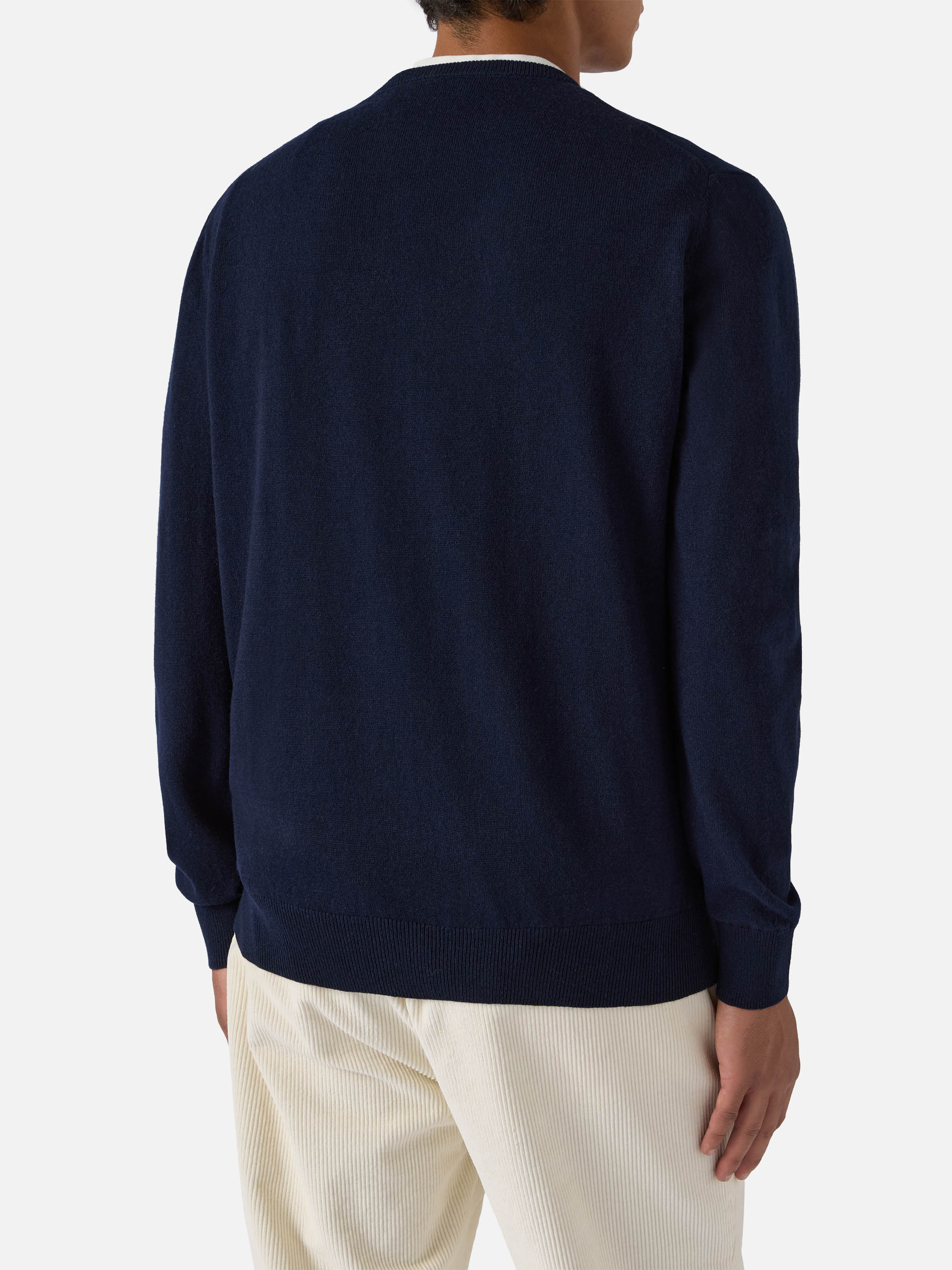 Regent sweater in navy blue MERINO WOOL and CASHMERE - Image 3