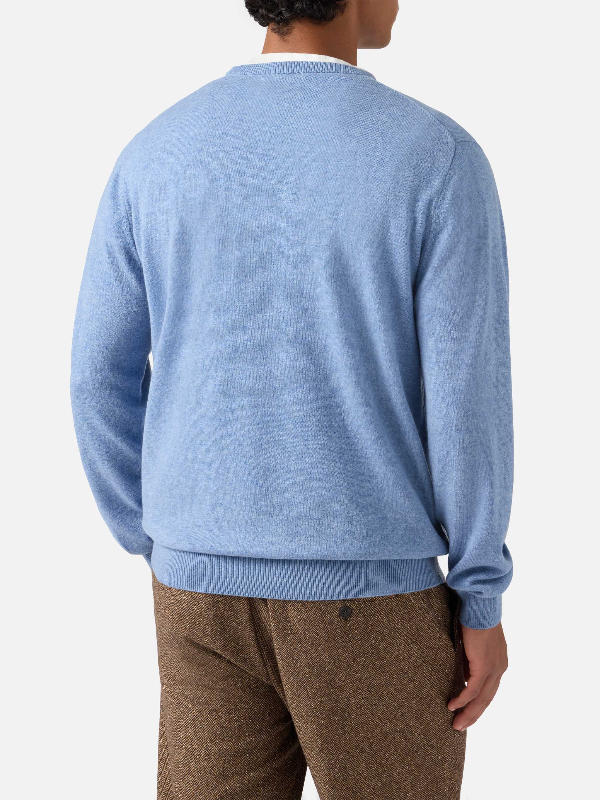 Regent sweater in dusty blue MERINO WOOL and CASHMERE - Image 3