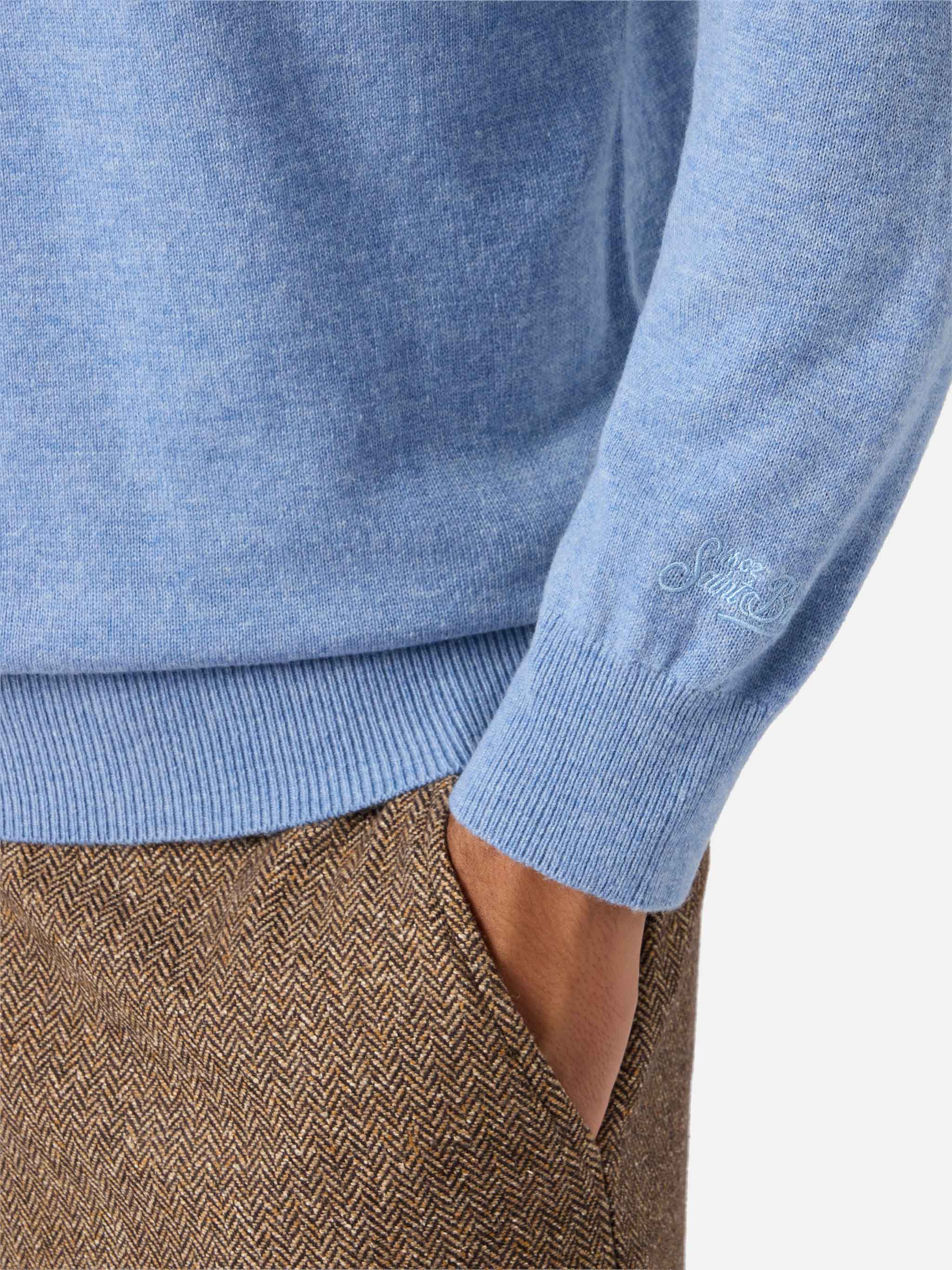 Regent sweater in dusty blue MERINO WOOL and CASHMERE - Image 4