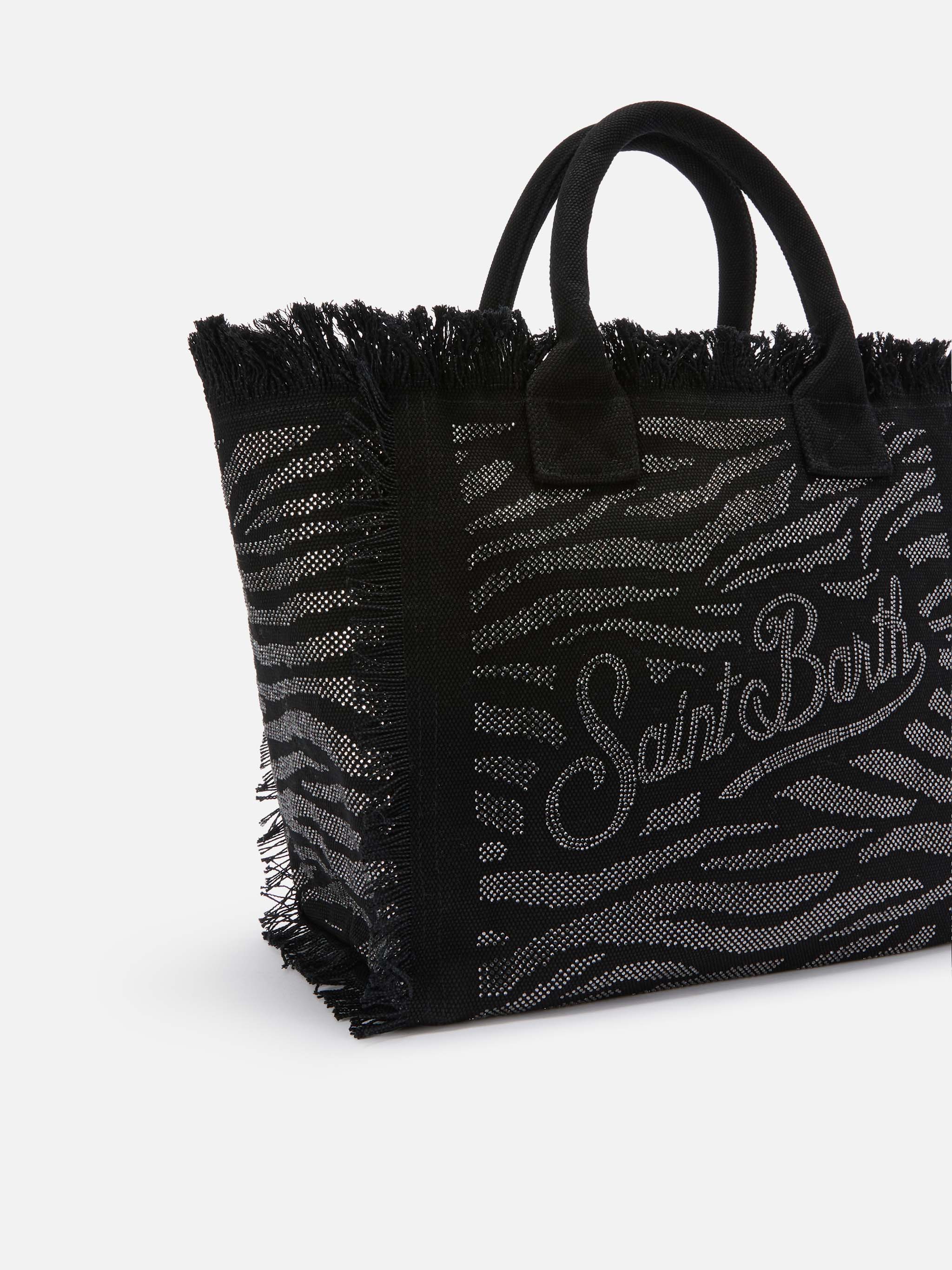 Regular Vanity canvas bag in animalier print with rhinestones - Image 3
