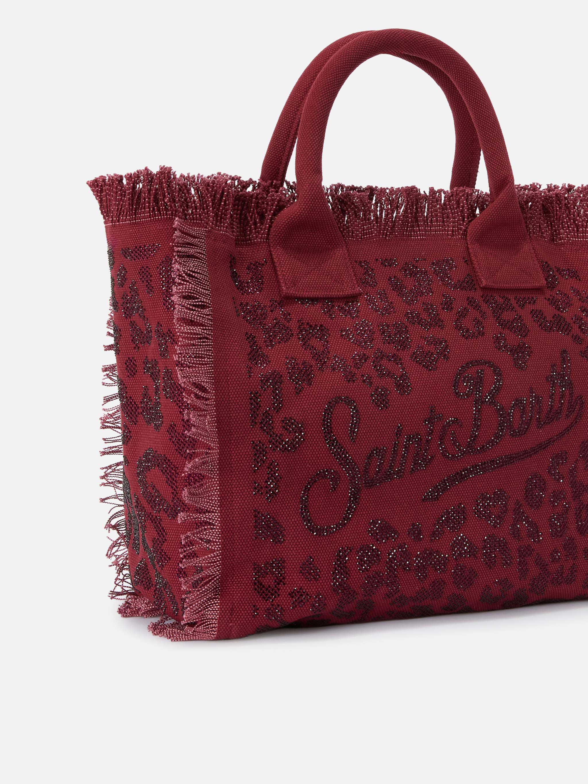 Regular Vanity canvas bag in leopard print with rhinestones - Image 2
