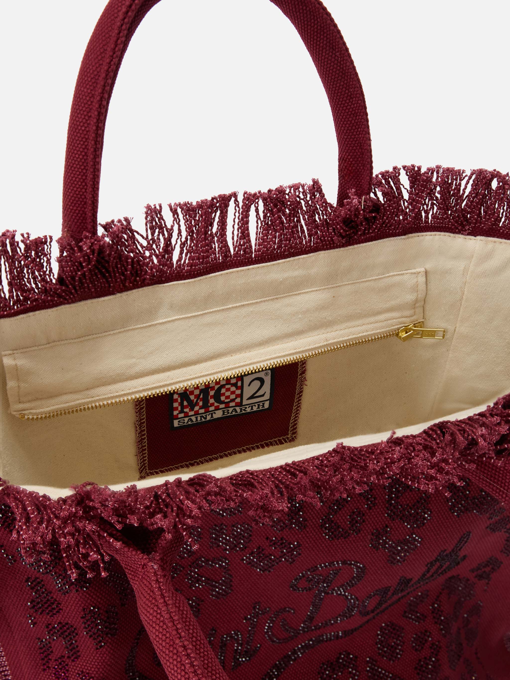 Regular Vanity canvas bag in leopard print with rhinestones - Image 3
