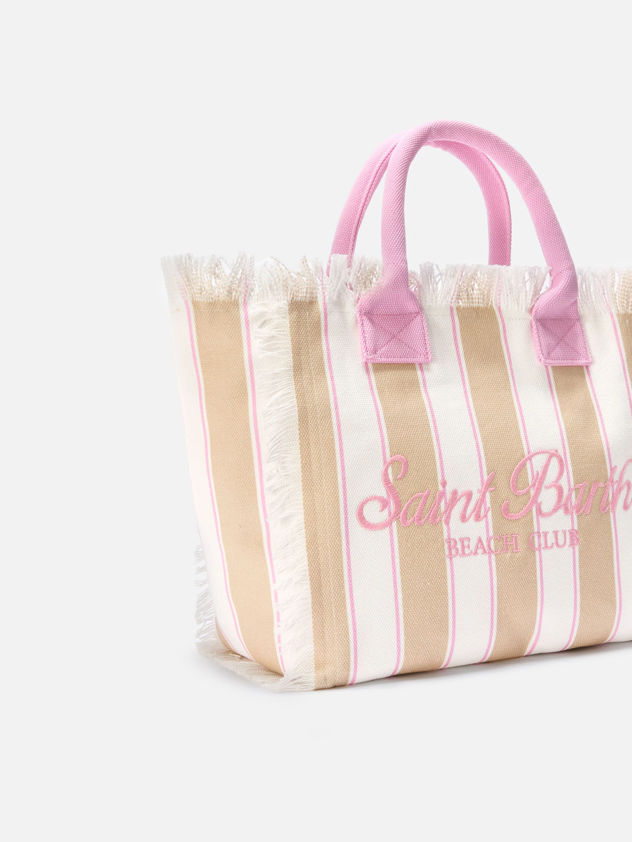 Regular Vanity canvas bag with beige vertical stripes - Image 3