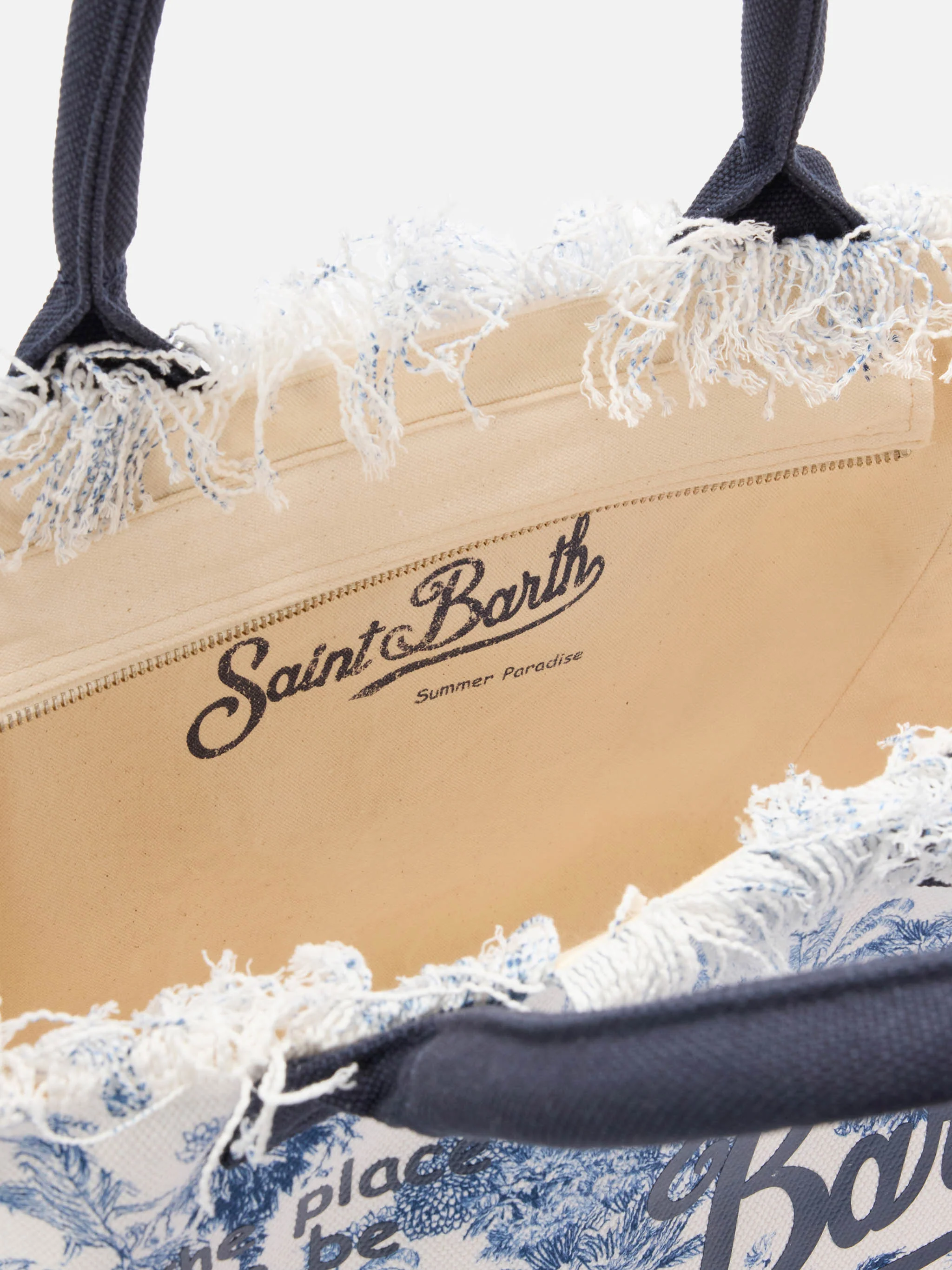 Regular Vanity canvas bag with blue toile de Jouy print - Image 4