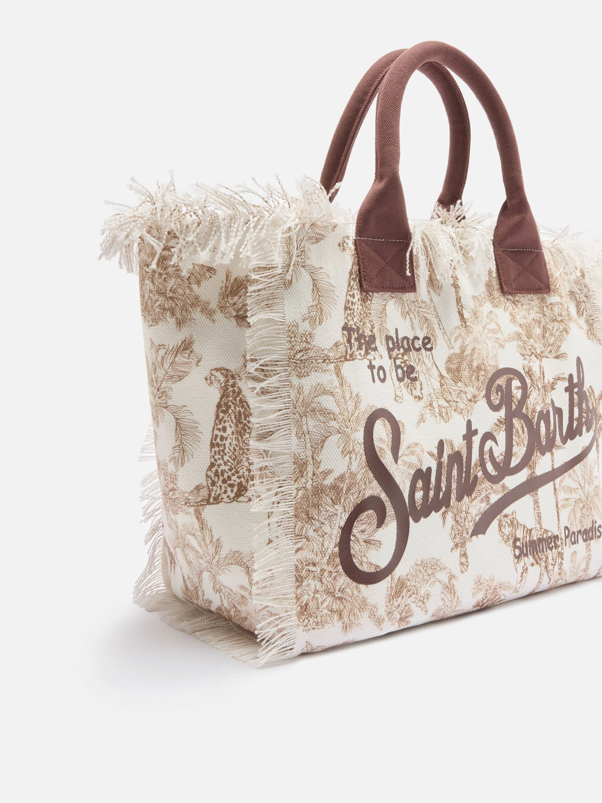 Regular Vanity canvas bag with brown toile de Jouy print - Image 2