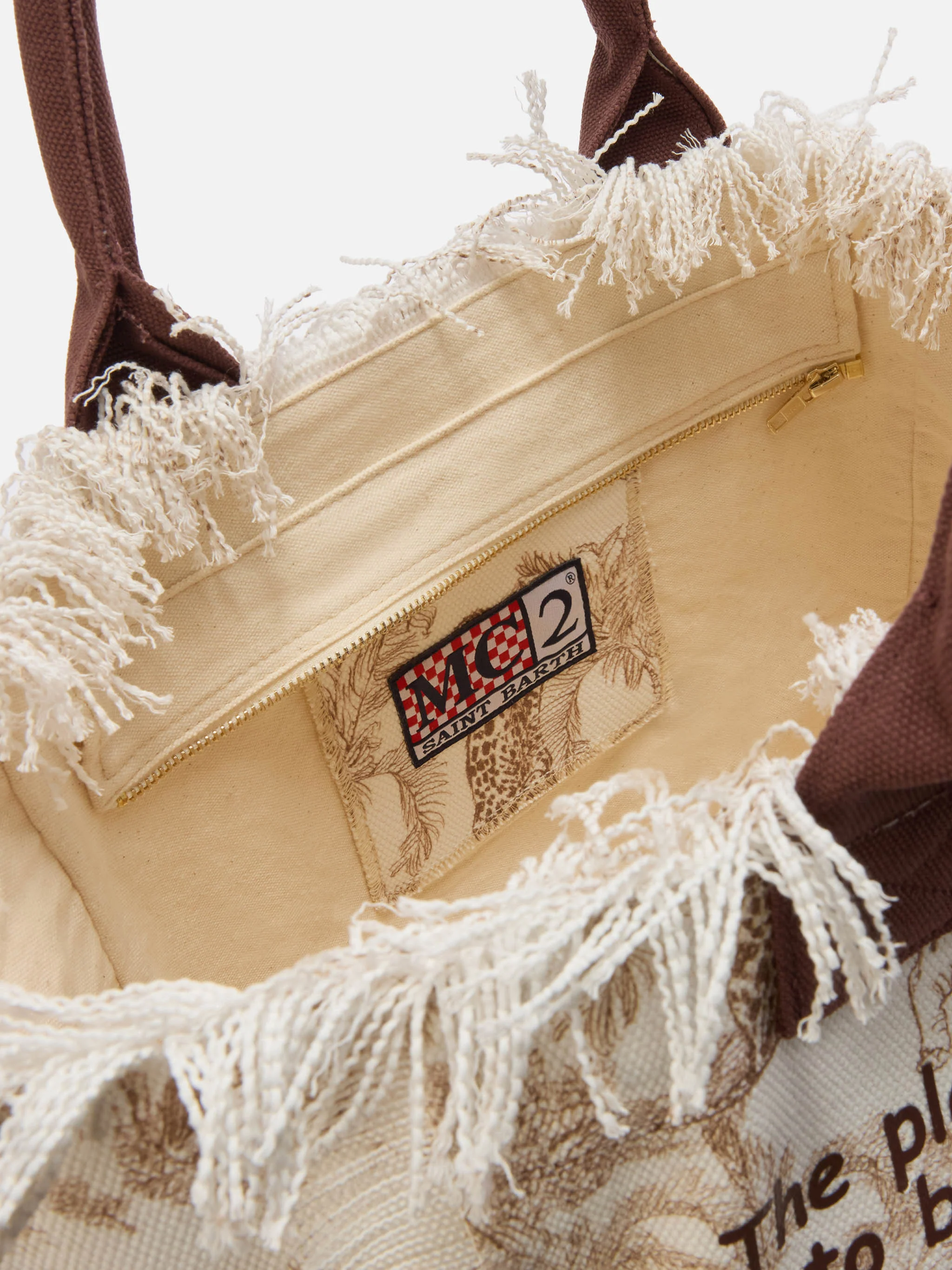 Regular Vanity canvas bag with brown toile de Jouy print - Image 3