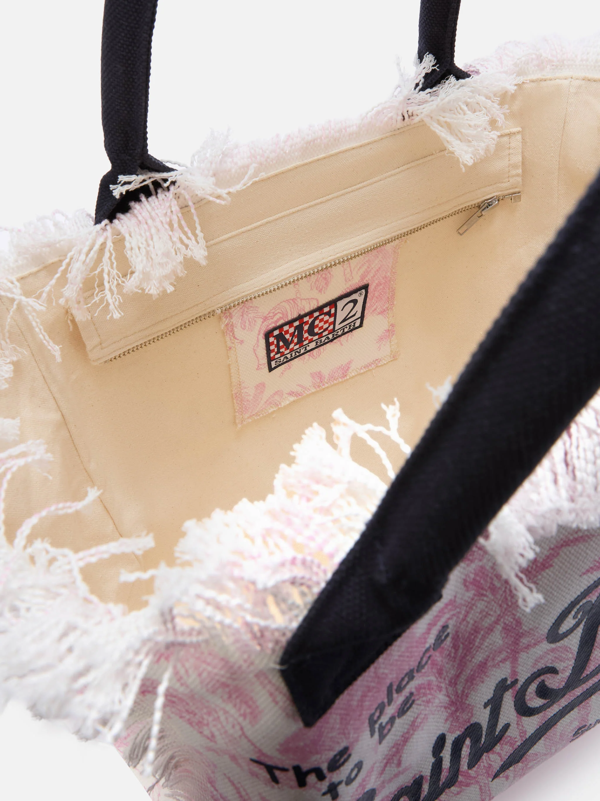 Regular Vanity canvas bag with pink toile de Jouy print - Image 4