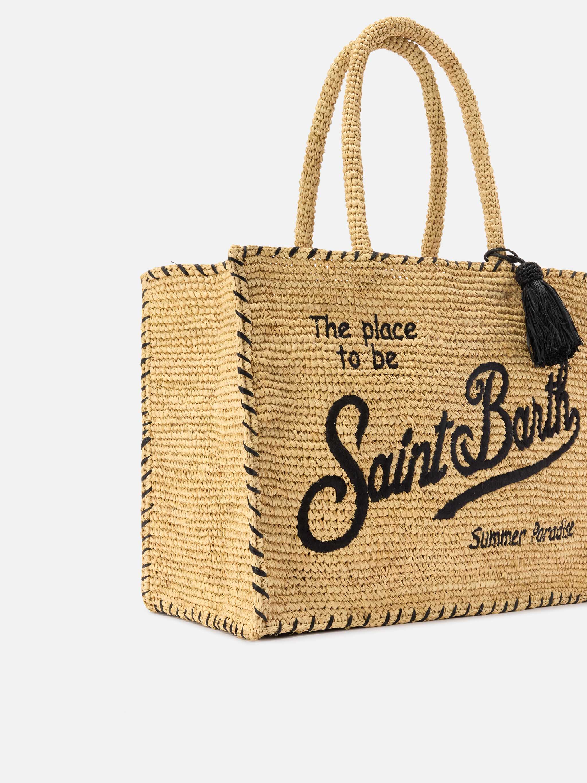 Regular Vanity raffia bag with black details - Image 3