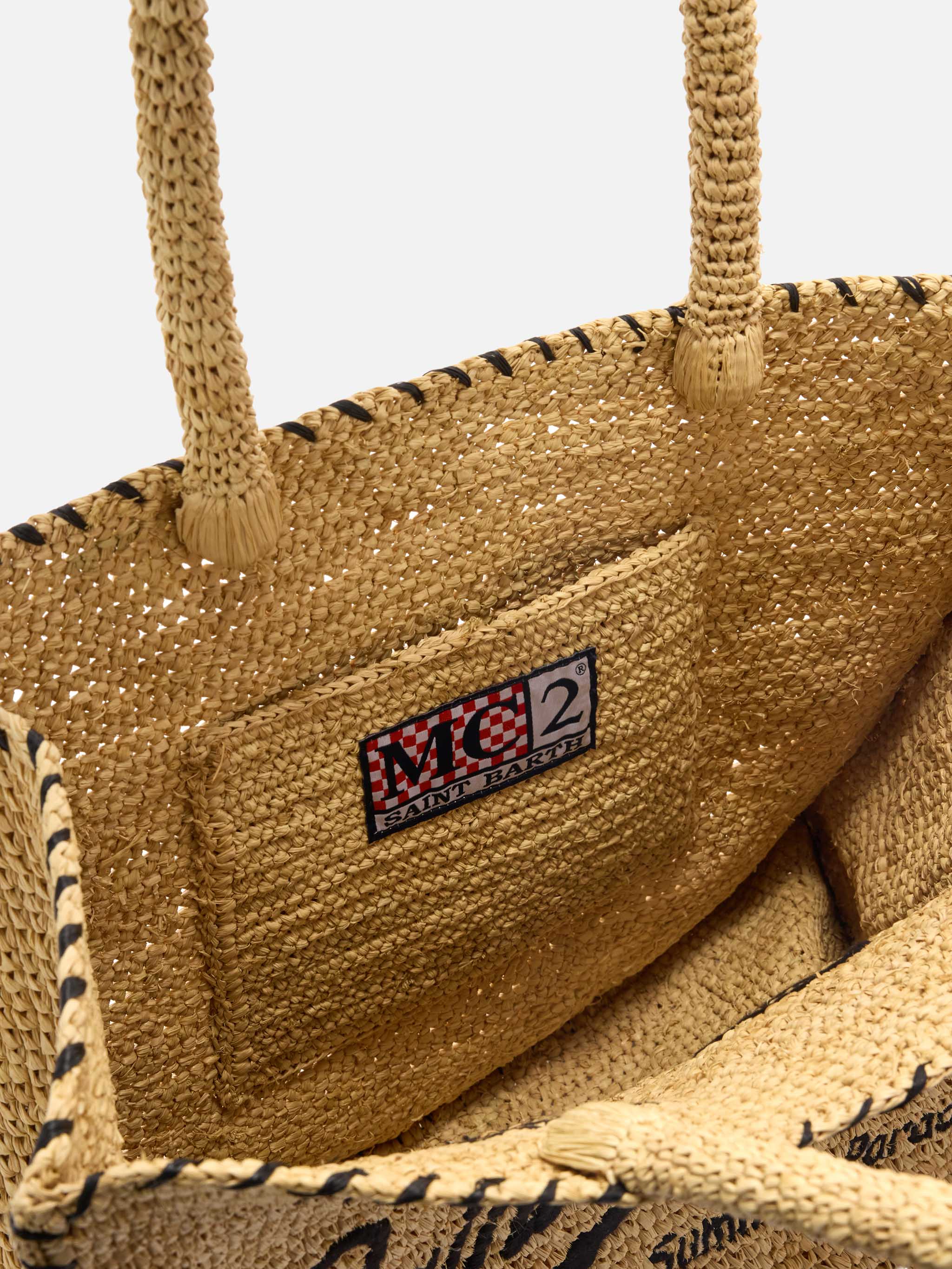 Regular Vanity raffia bag with black details - Image 5