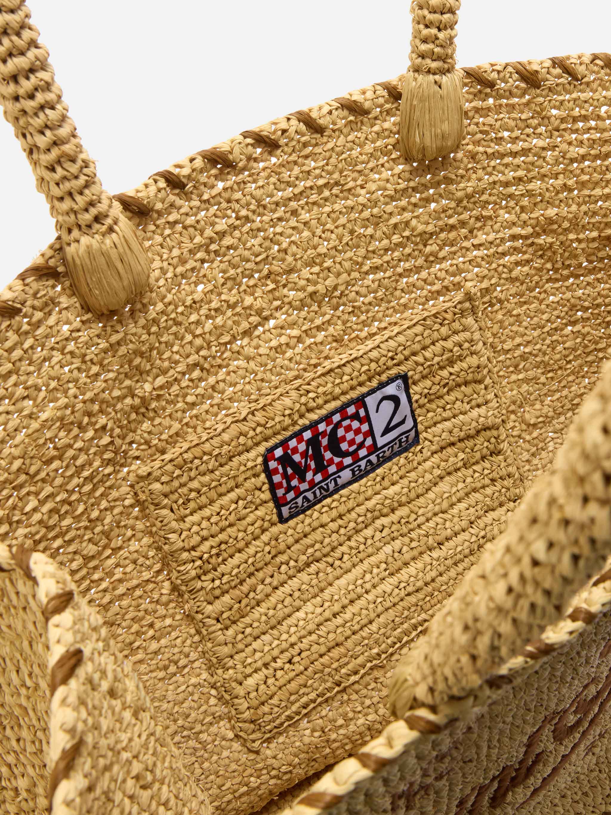 Regular Vanity raffia bag with brown details - Image 5