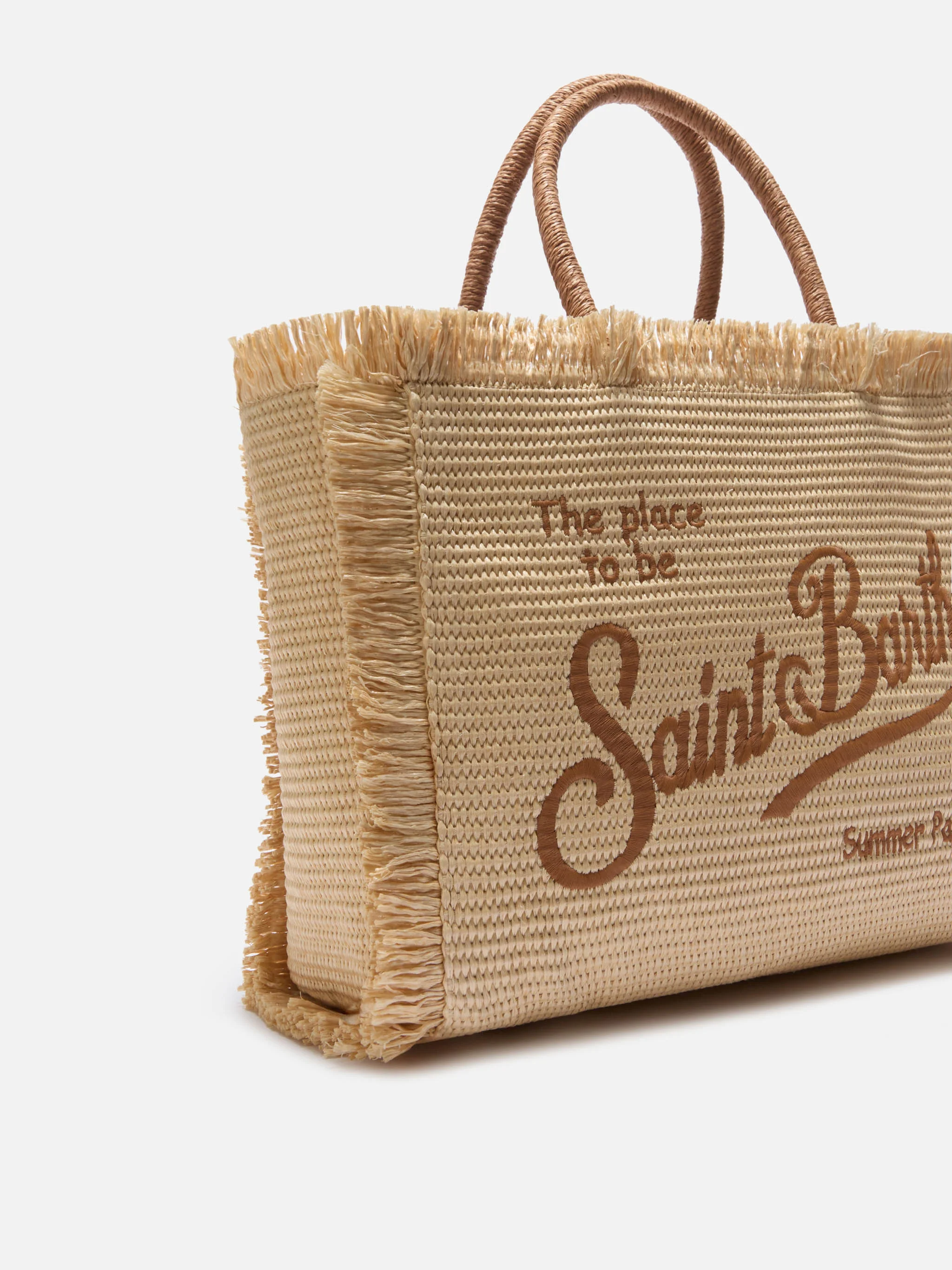 Regular Vanity straw effect bag with embroidered logo - Image 2