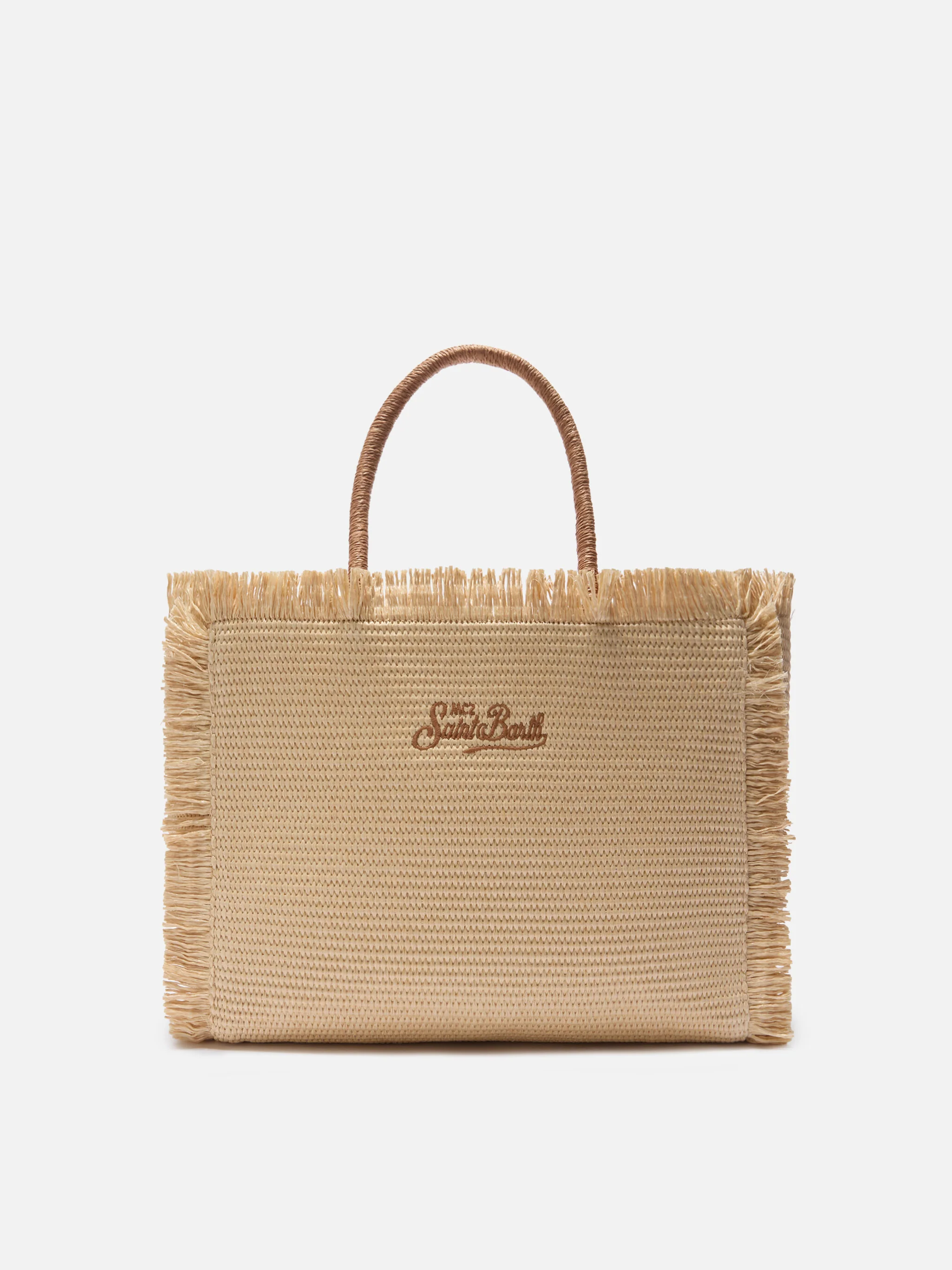 Regular Vanity straw effect bag with embroidered logo - Image 3