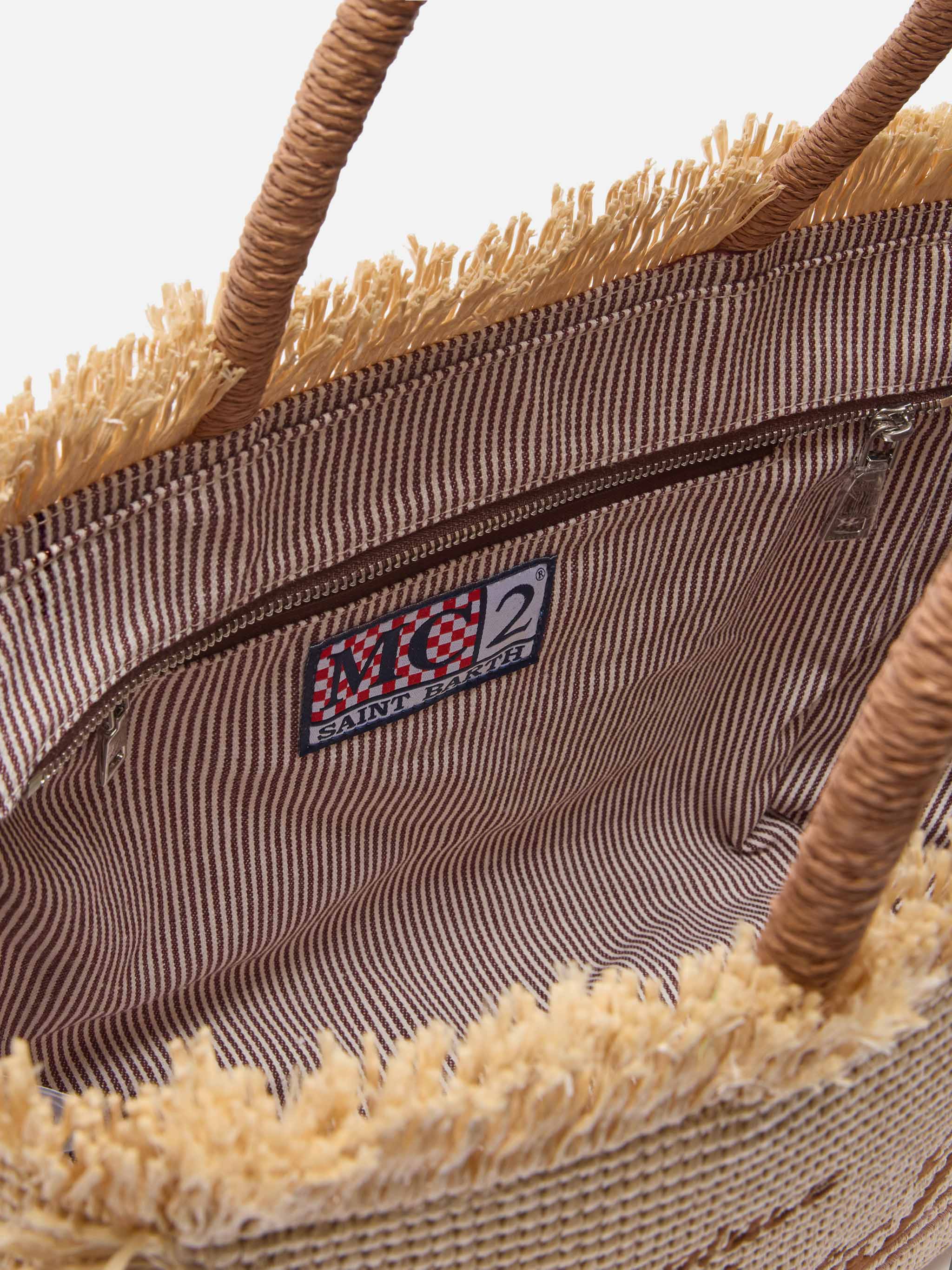 Regular Vanity straw effect bag with embroidered logo - Image 4