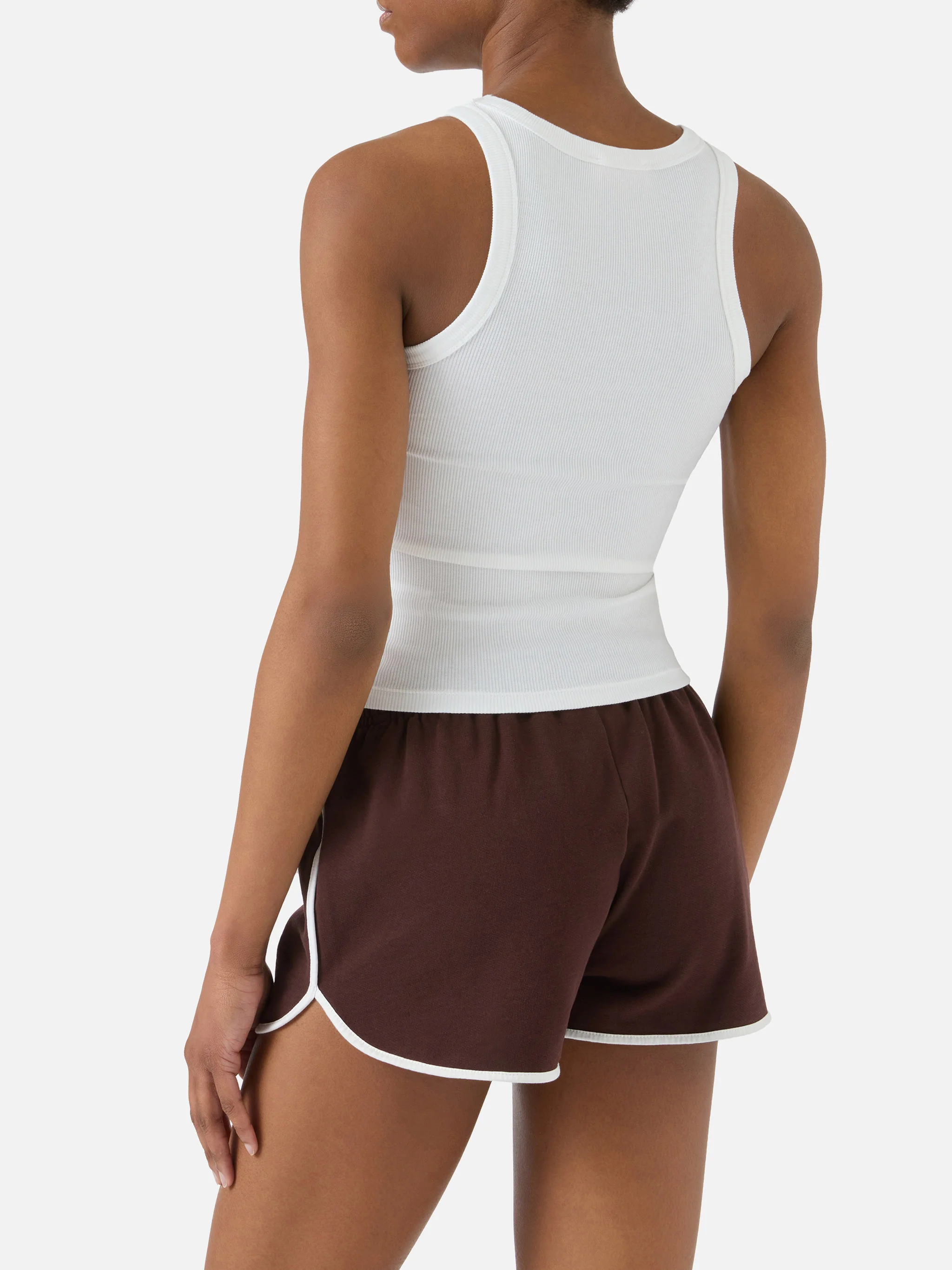 Ribbed white Ada tank top with raised logo patch - Image 3