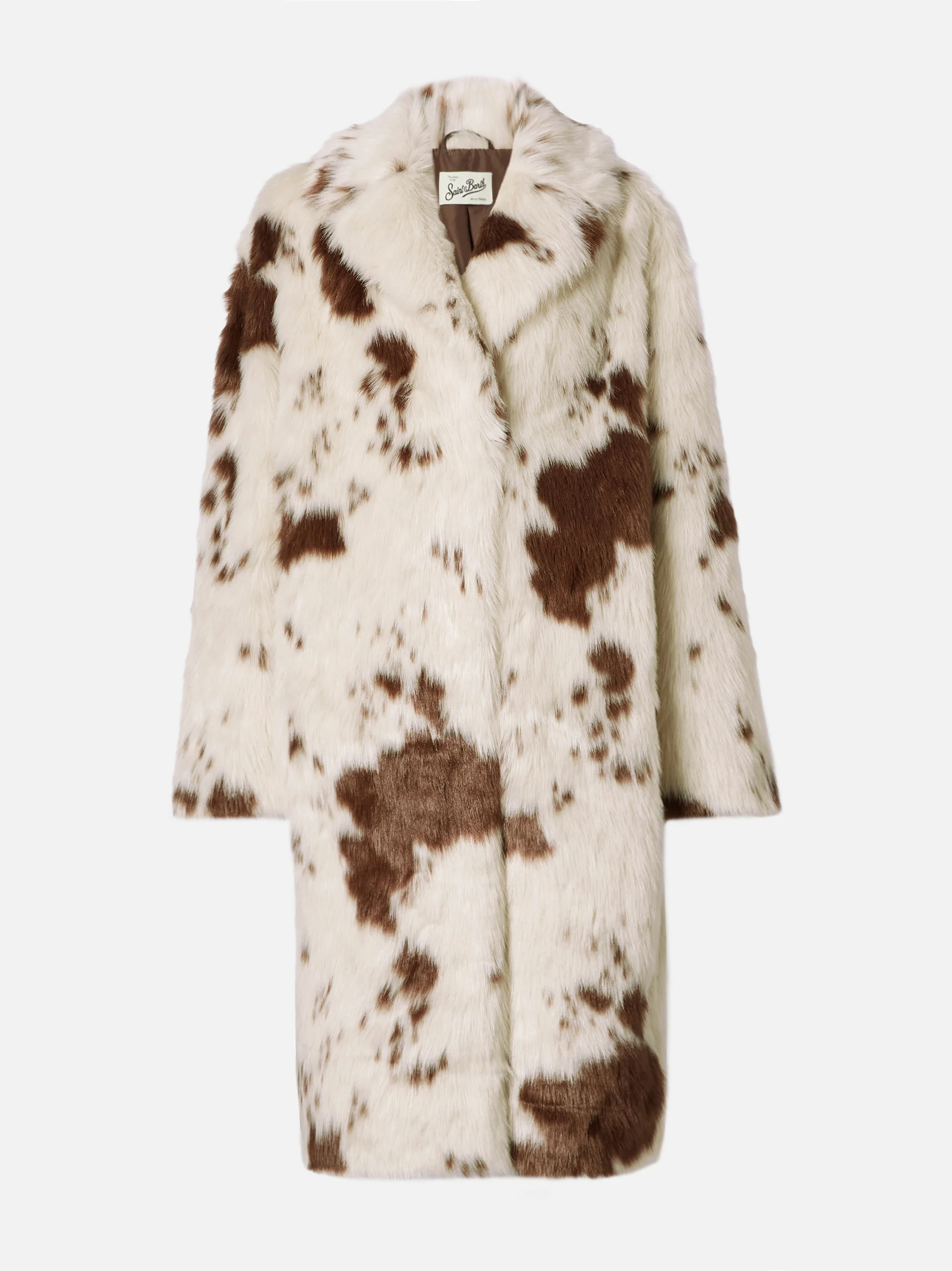 Rouge faux-fur coat with cow print - Image 6