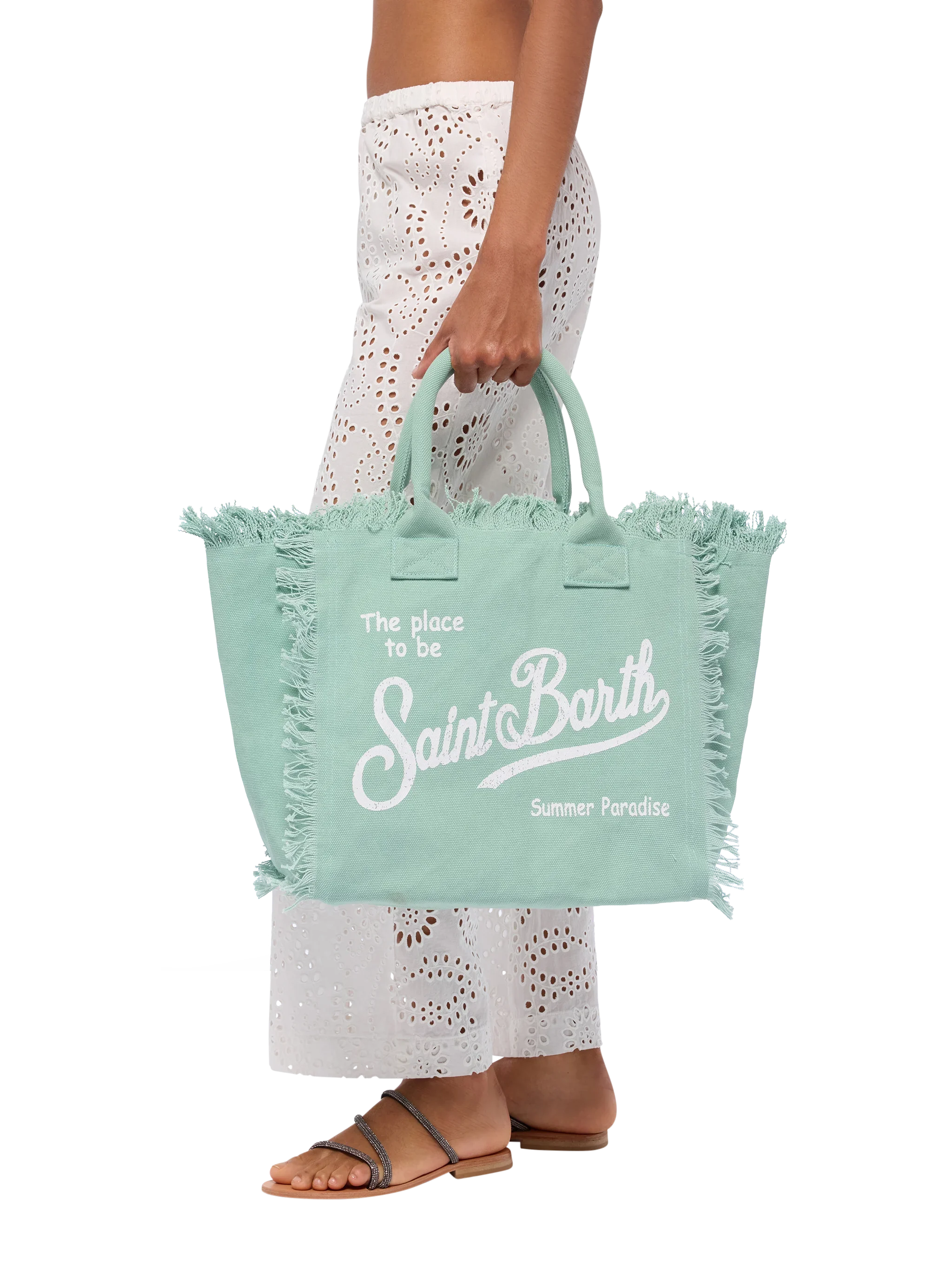 Sage green cotton canvas Vanity tote bag - Image 2