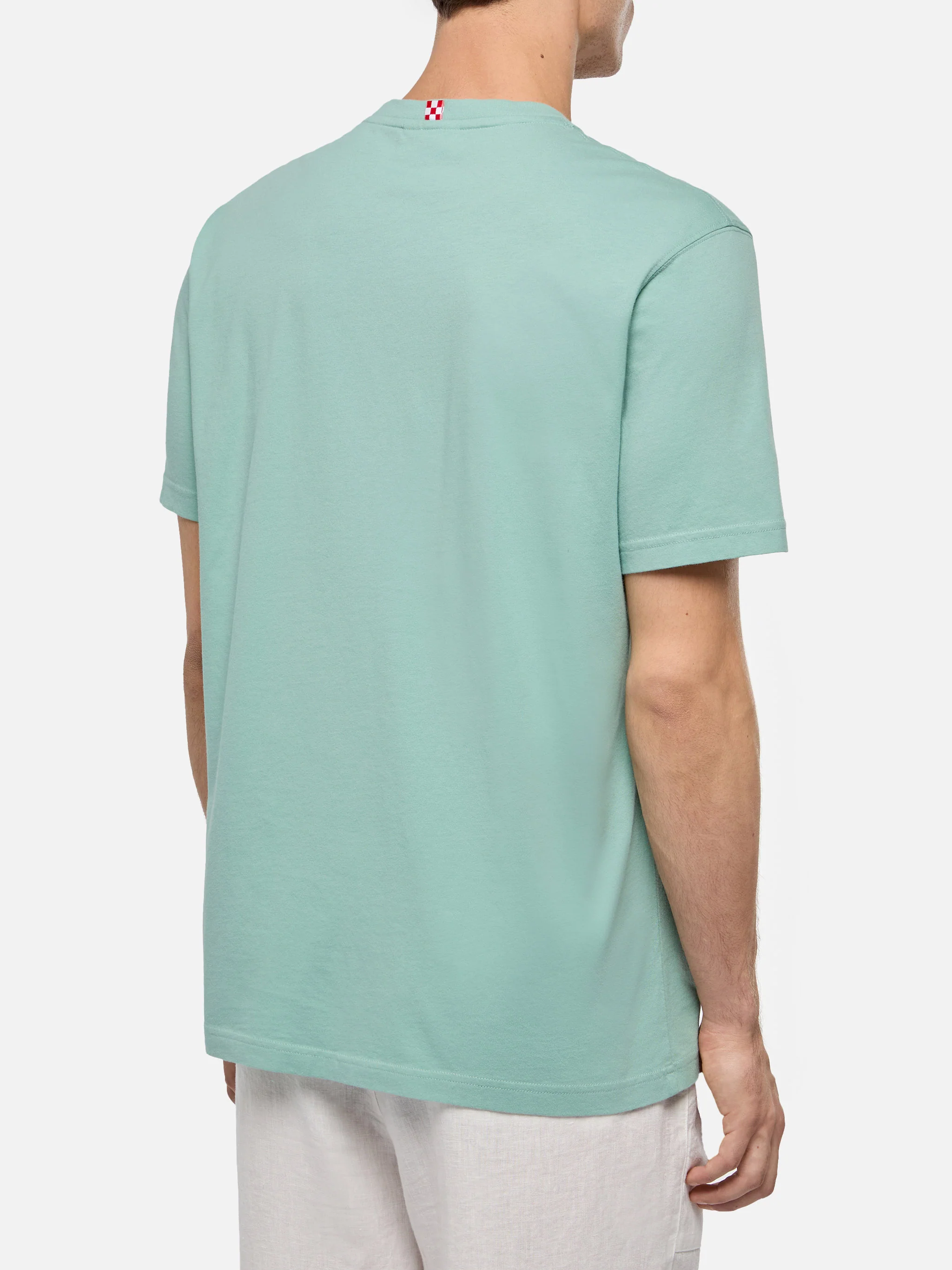 Sage green cotton jersey t-shirt Dover with St. Barth embroidery - Image 4