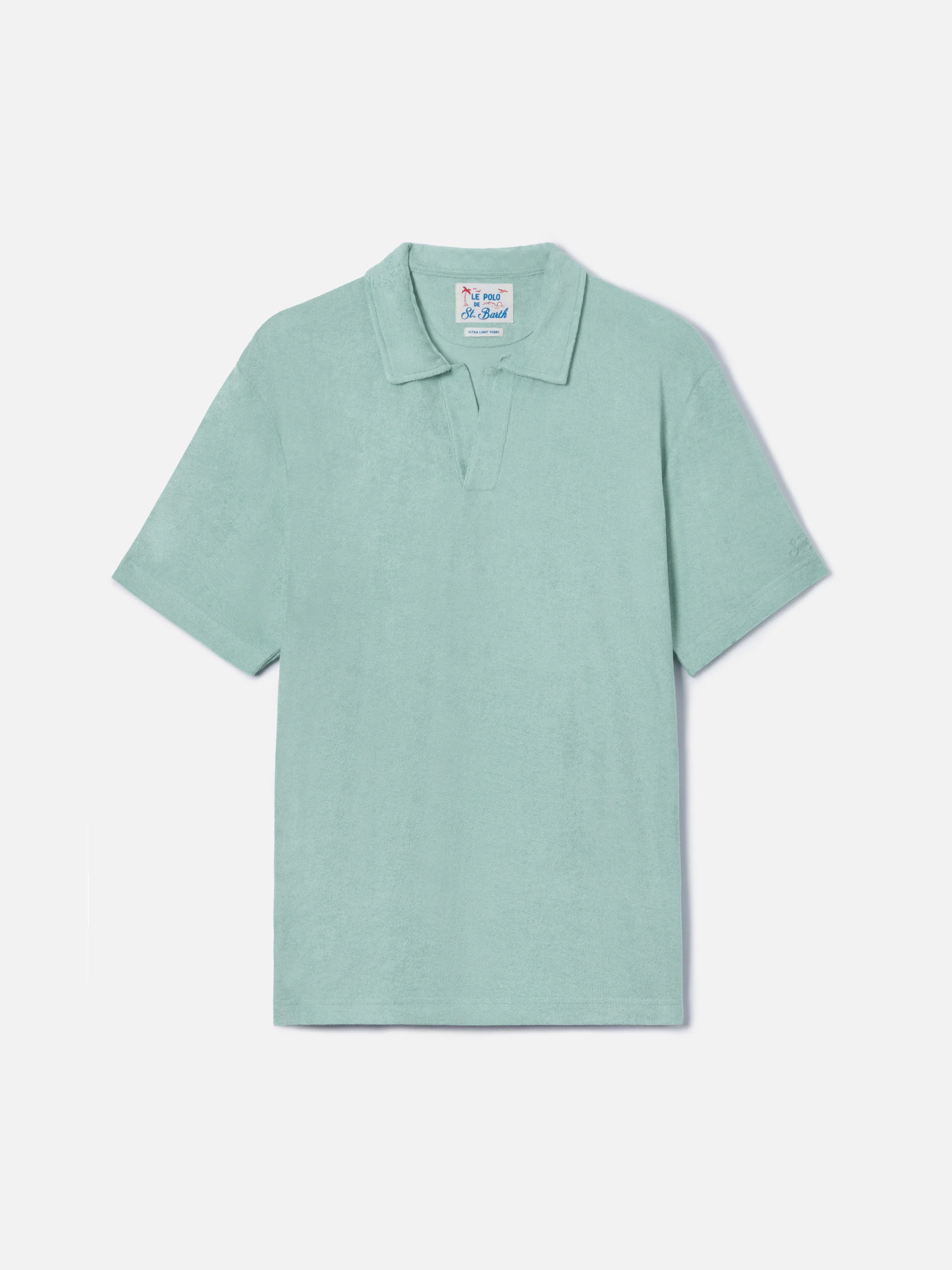Sage green Jeremy polo in terry-effect cotton - Image 4